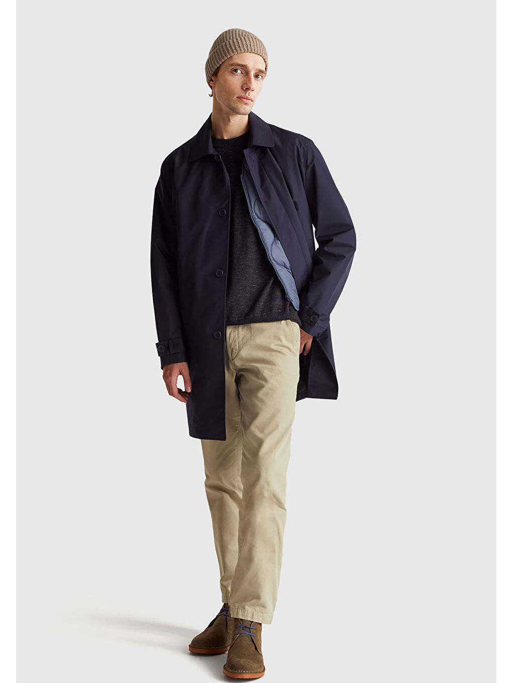 Erkek Lacivert Yün Karışımlı Bisiklet Yaka  Çoklu Renk Efekli Triko-4