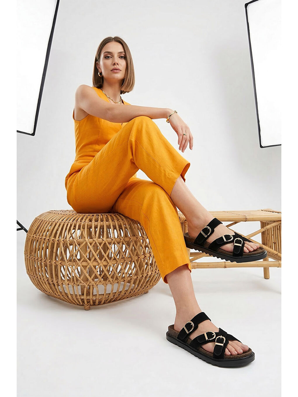 Siyah Kadın SİYAH MELANJ Tokalı Günlük Terlik-2