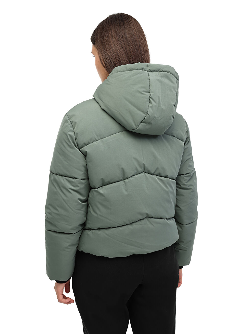 WL 2NORA 5PR Yeşil Kadın Kısa Kaban-1