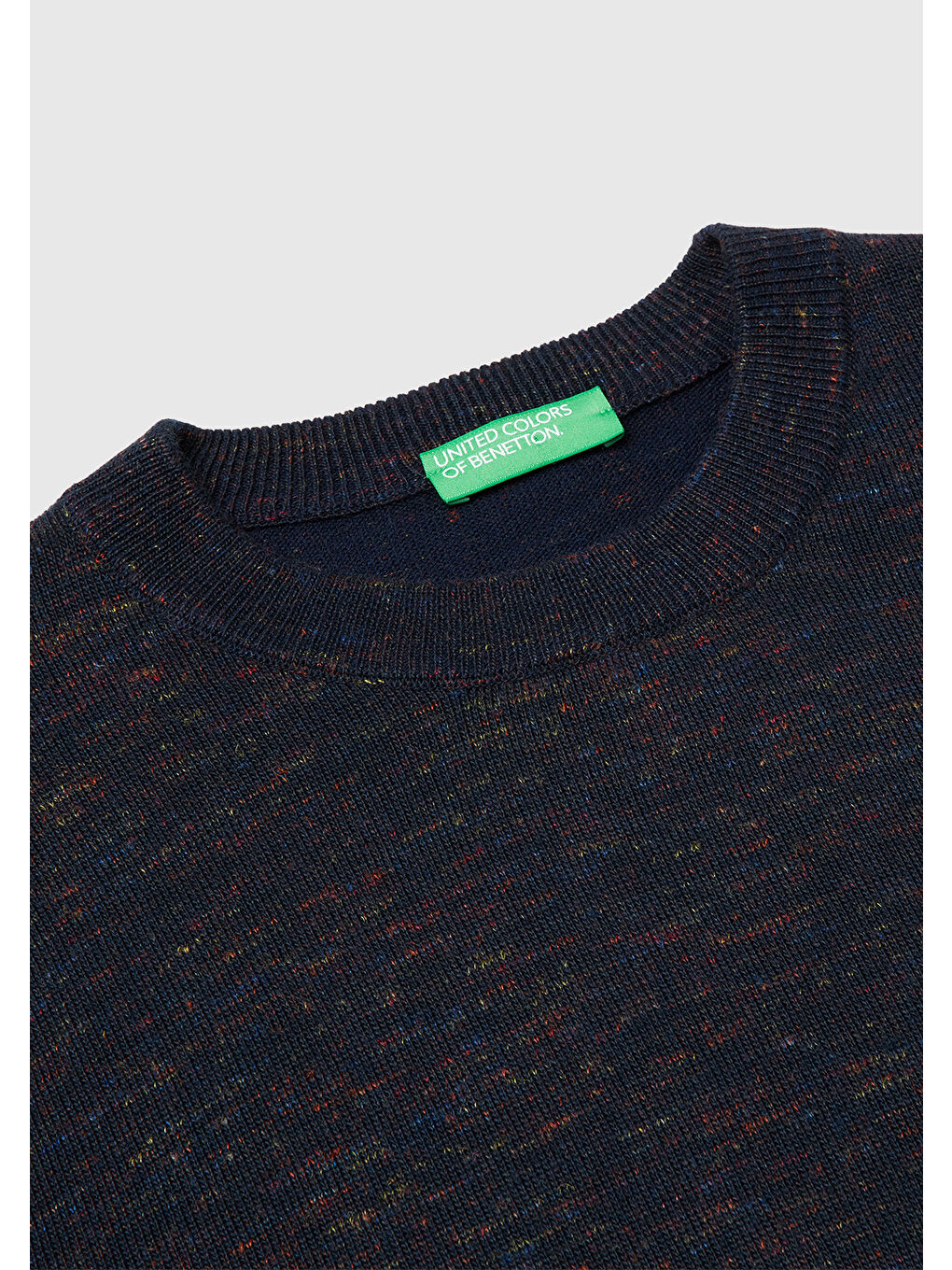 Erkek Lacivert Yün Karışımlı Bisiklet Yaka  Çoklu Renk Efekli Triko-6