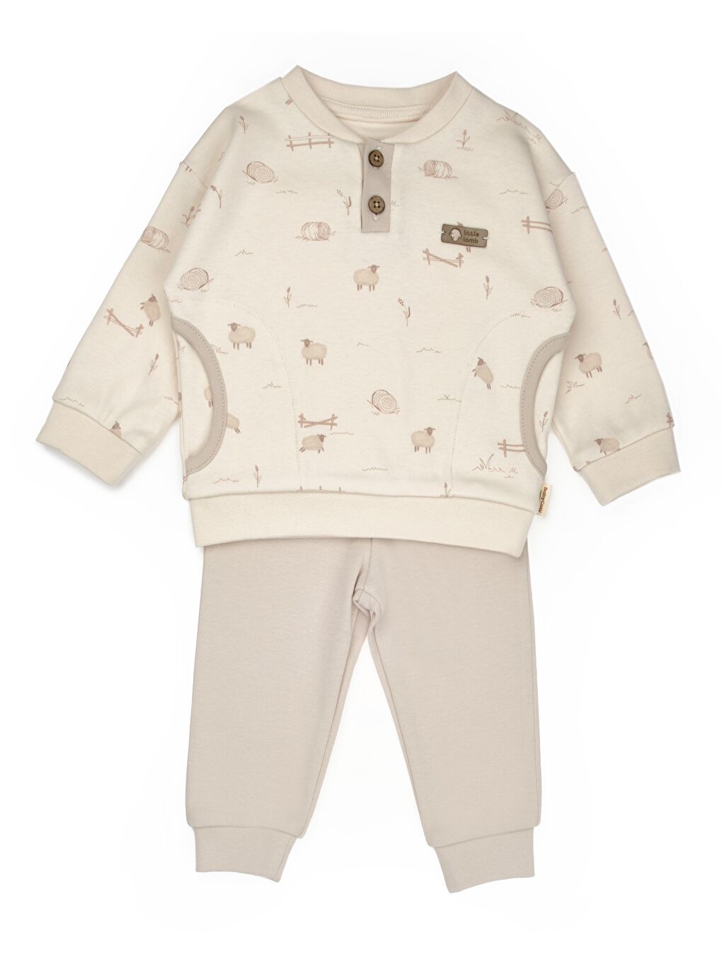 Ekru Bebek Alt Üst Takım %100 Organik Pamuk , Bebek - Yenidoğan- csy8185-1