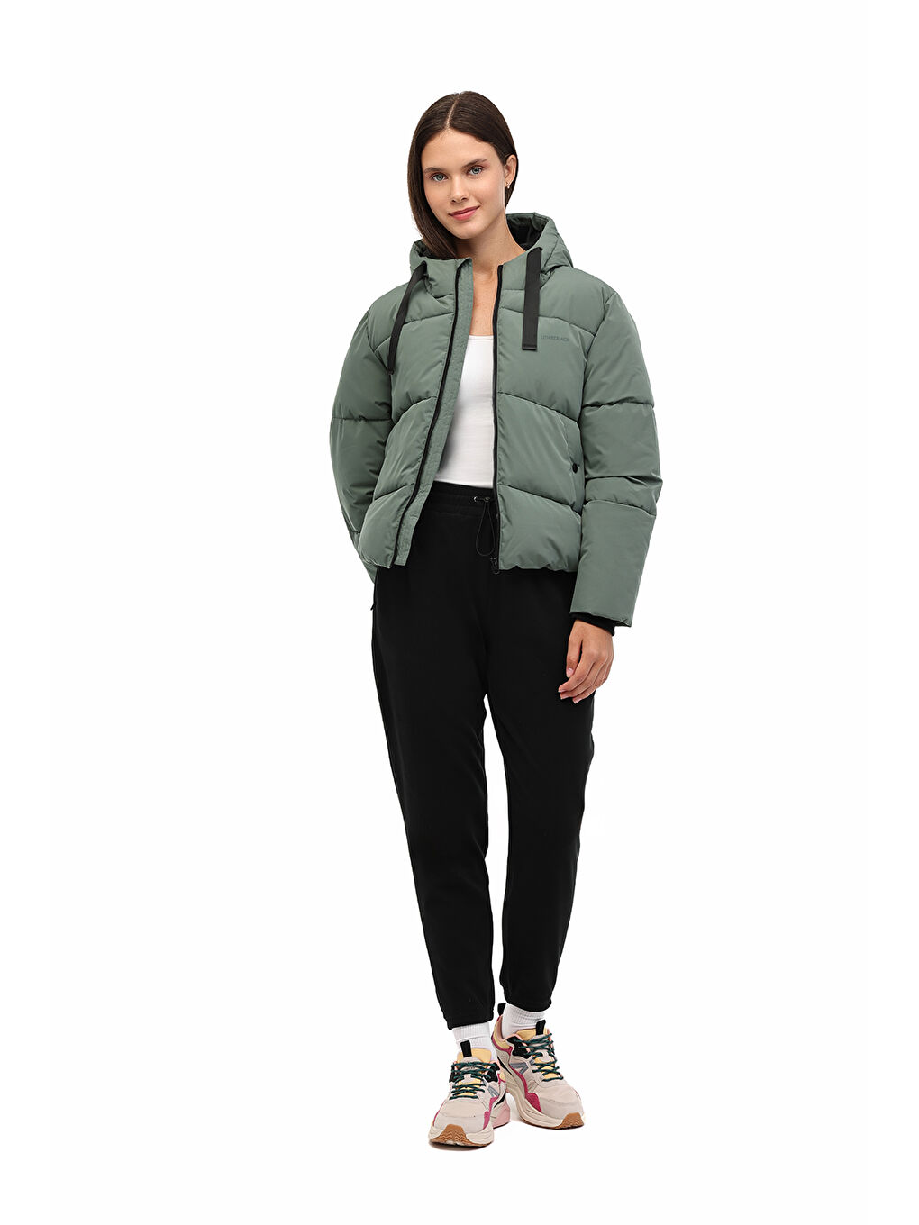 WL 2NORA 5PR Yeşil Kadın Kısa Kaban-2