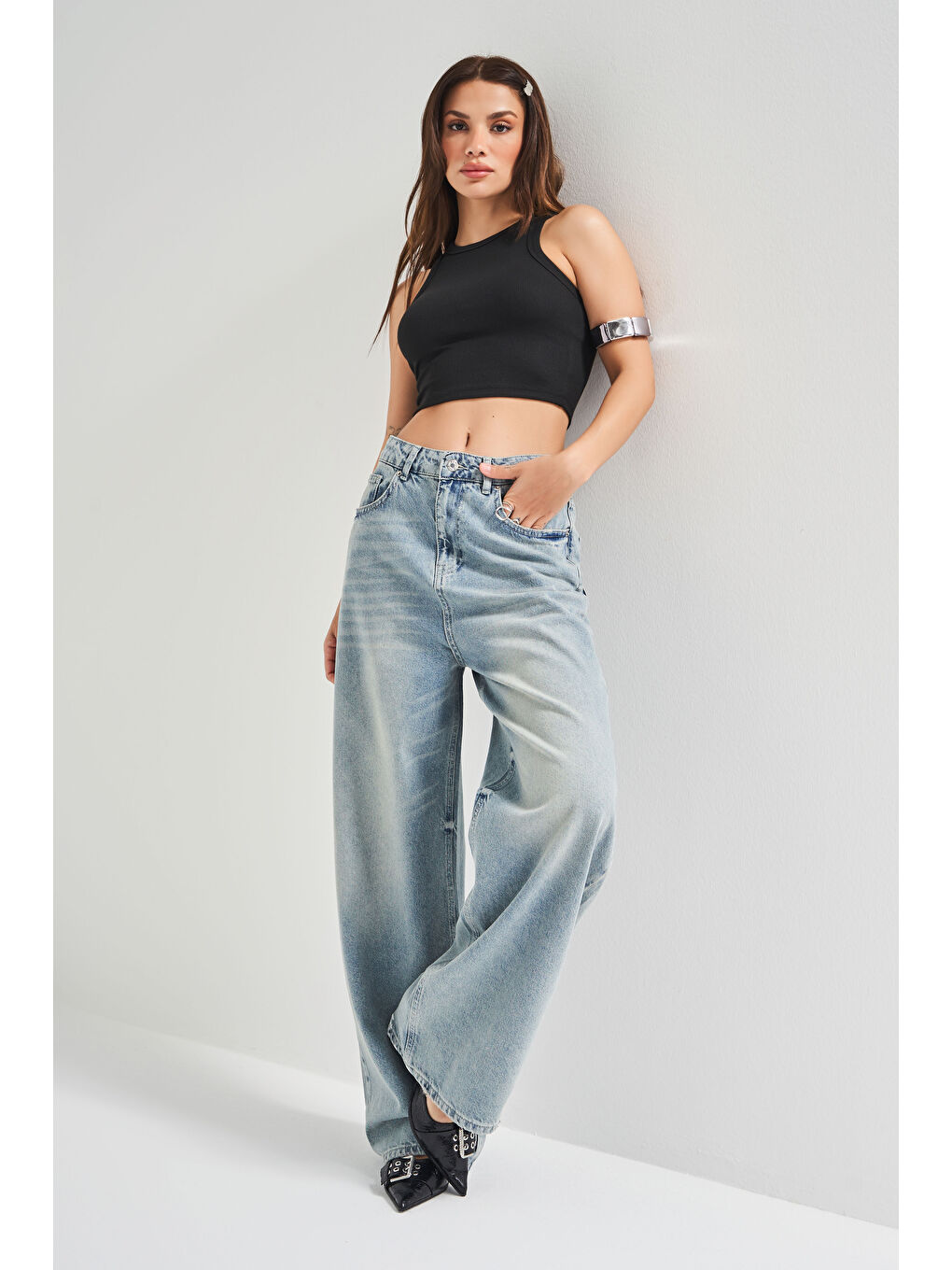 Mavi Kadın T.Kot Rengi 4S5-75 Süper Baggy Fit İç Boy 83cm %100 Pamuk Denim Jean-3