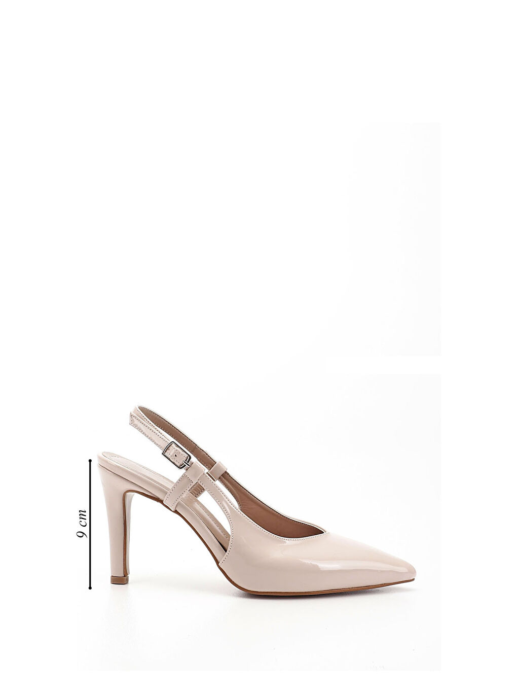 Bej Kadın BEJ-TEN RENGİ İnce Topuklu Arkası Açık Ayakkabı-1