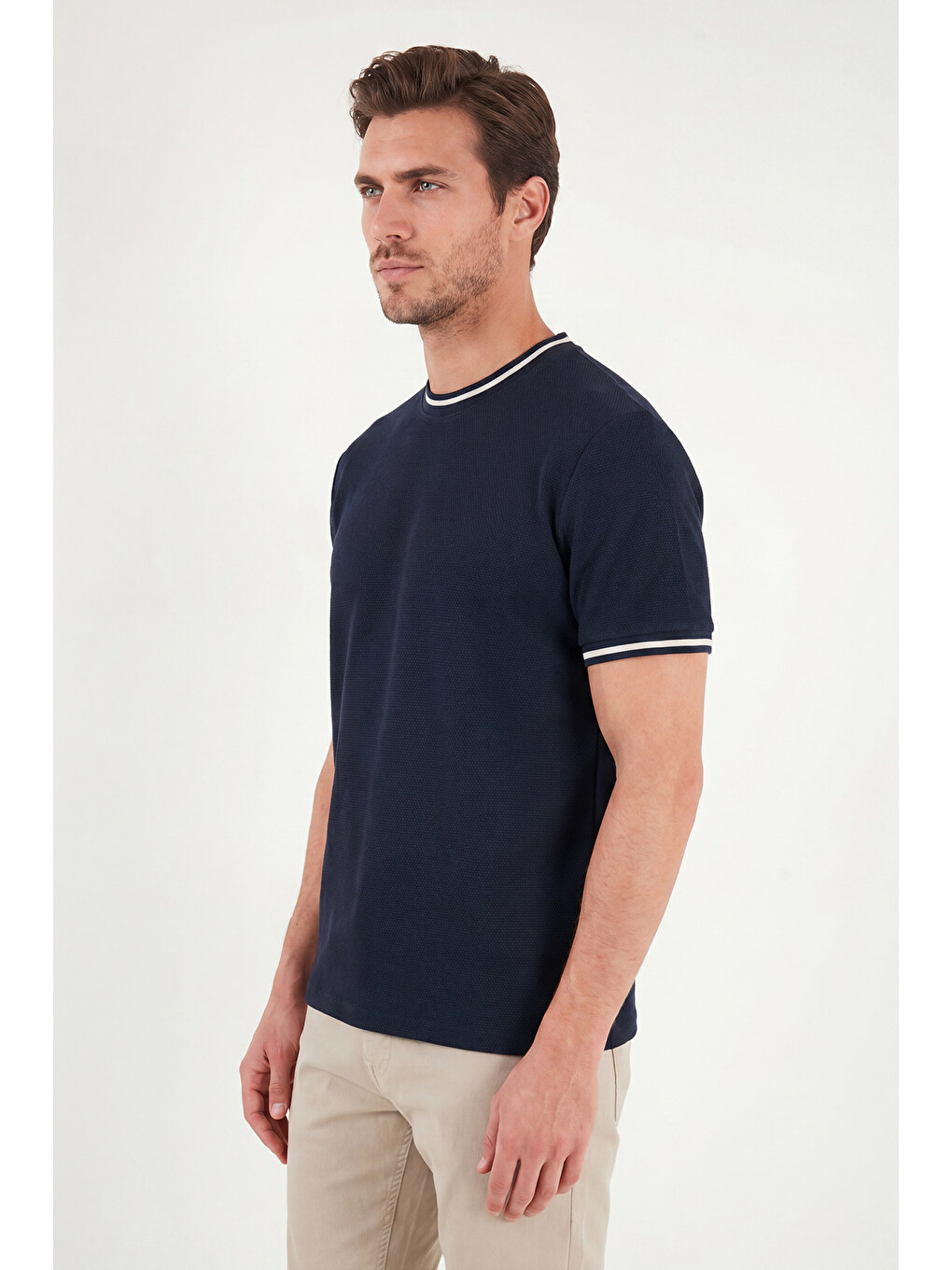 İndigo Pamuklu Regular Fit Şerit Detaylı T Shirt 5904089-4