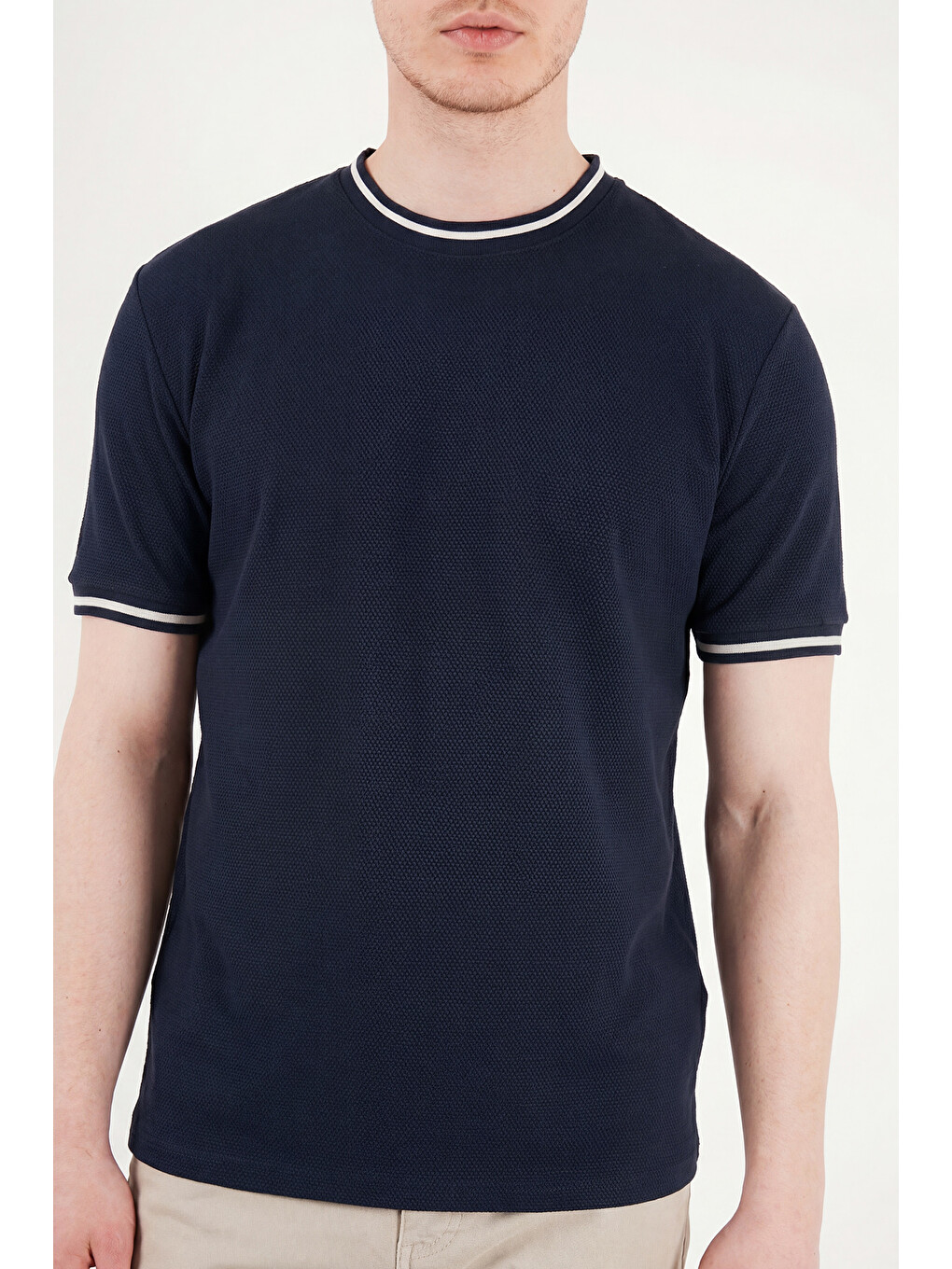 İndigo Pamuklu Regular Fit Şerit Detaylı T Shirt 5904089-5