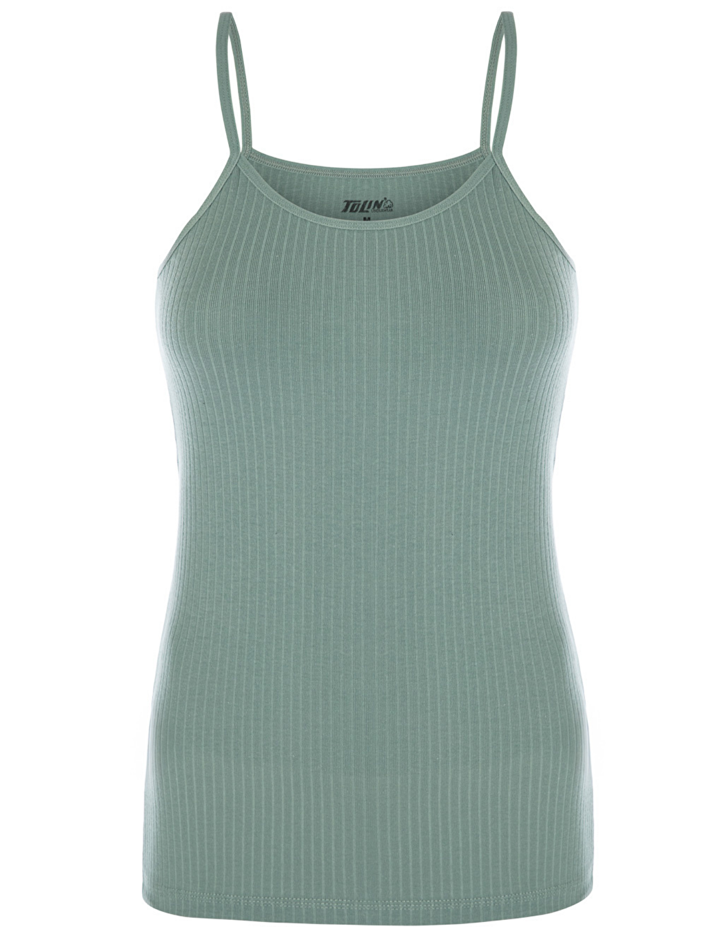 Yeşil Kadın %100 Pamuk İp Askılı Fitilli Atlet 1238