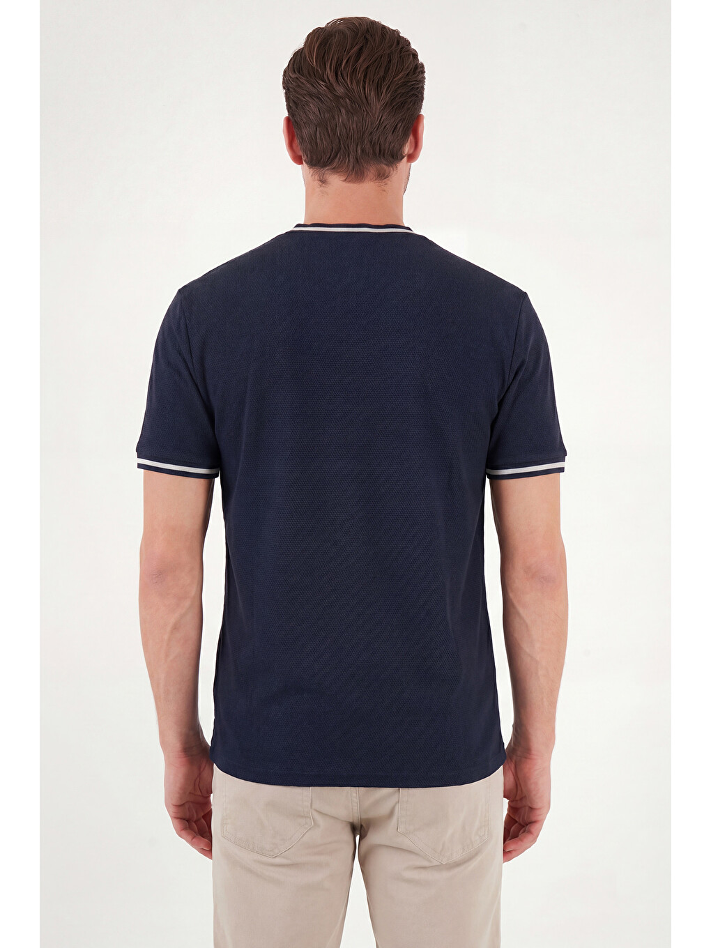 İndigo Pamuklu Regular Fit Şerit Detaylı T Shirt 5904089-6