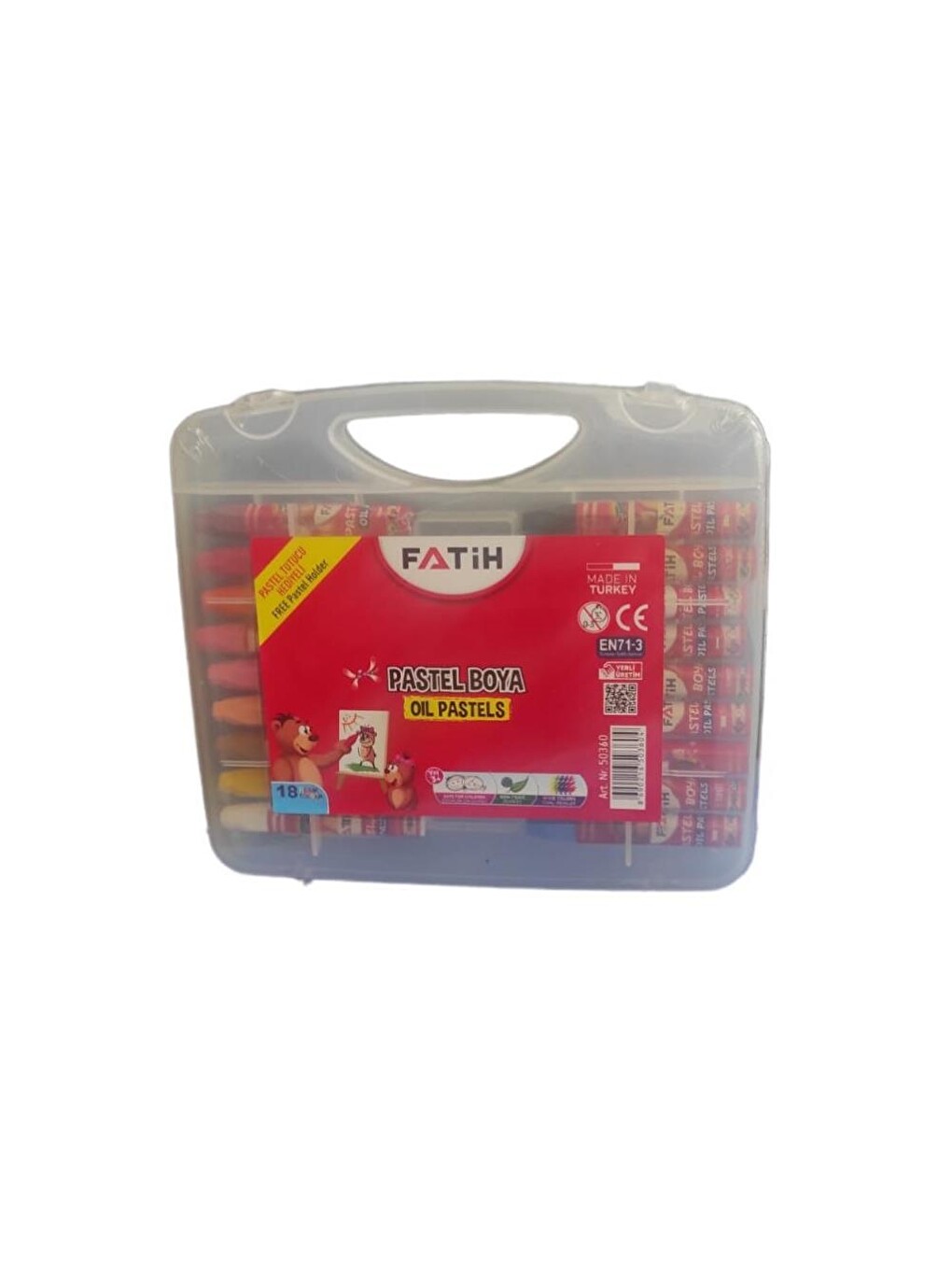 18 Renk Pastel Boya Plastik Çantalı Tutucu Hediyeli 18 Li 1 Paket-1