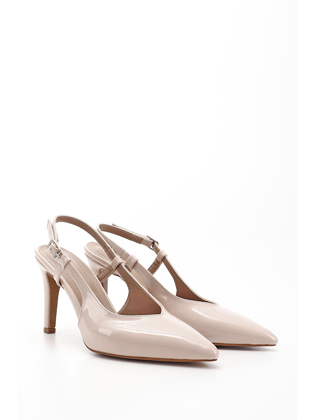 Bej Kadın BEJ-TEN RENGİ İnce Topuklu Arkası Açık Ayakkabı-3