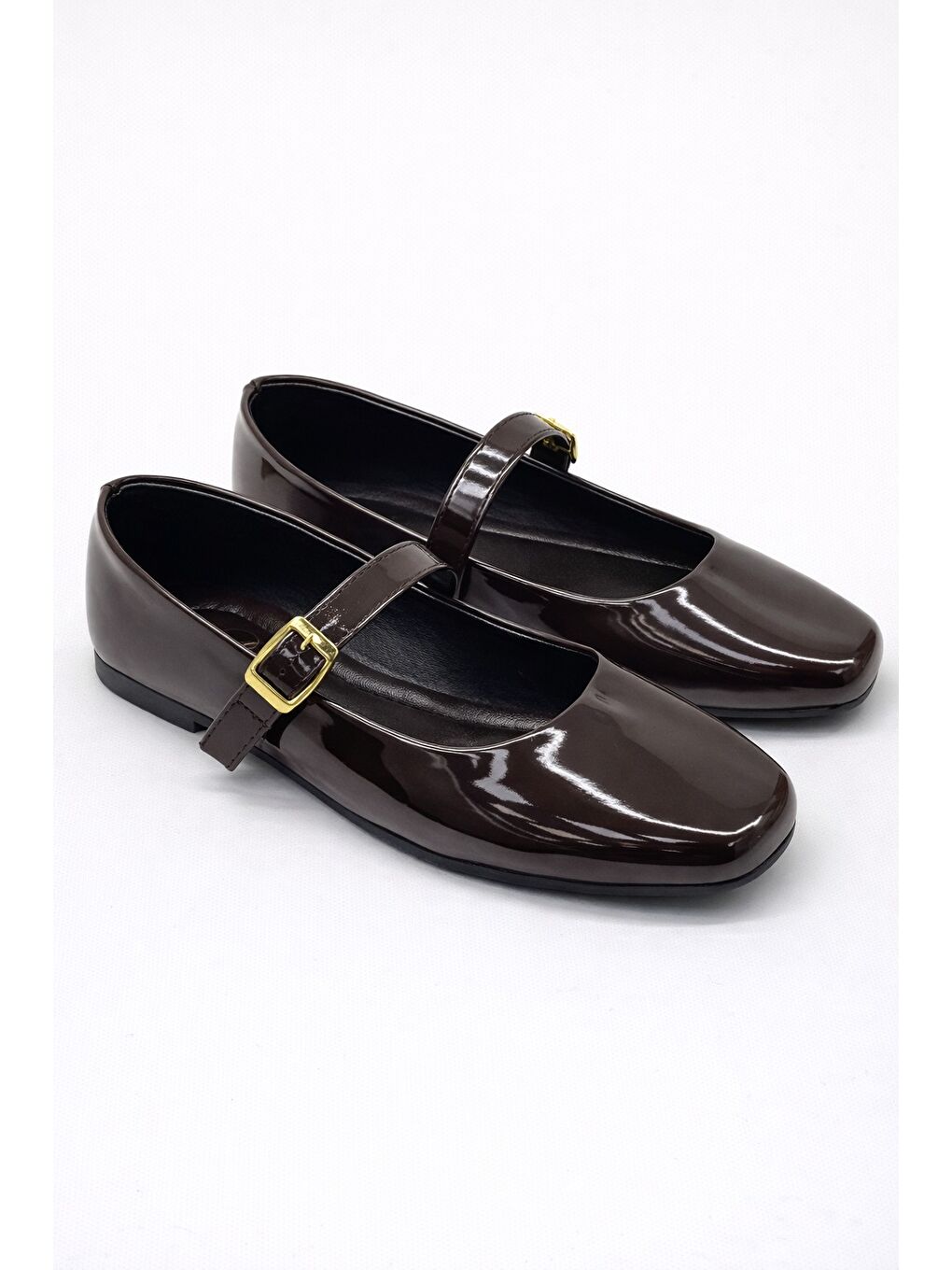 Kahverengi SH-950 Tokalı Babet Günlük Kadın Ayakkabı  Ev Babeti