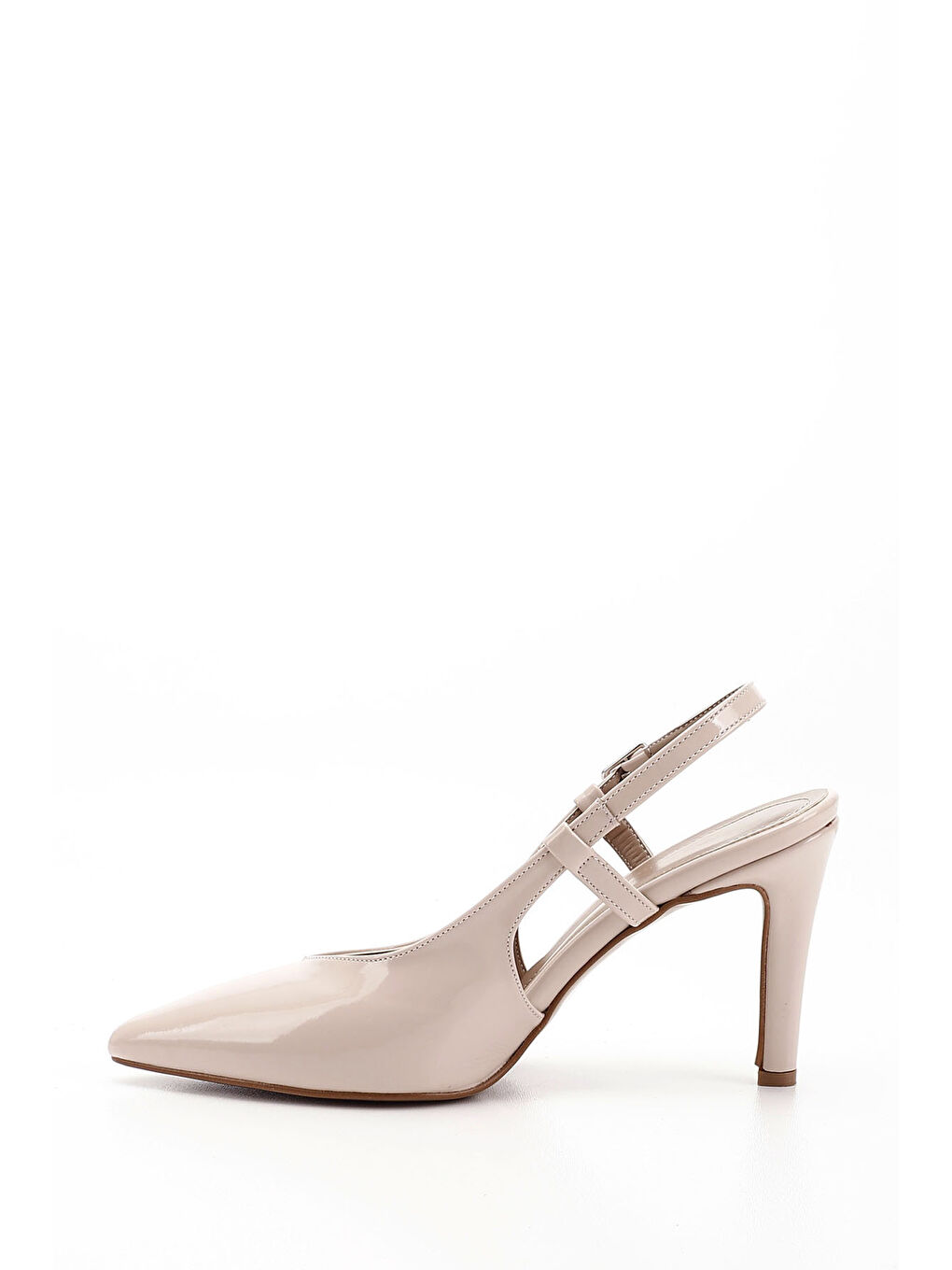 Bej Kadın BEJ-TEN RENGİ İnce Topuklu Arkası Açık Ayakkabı-4