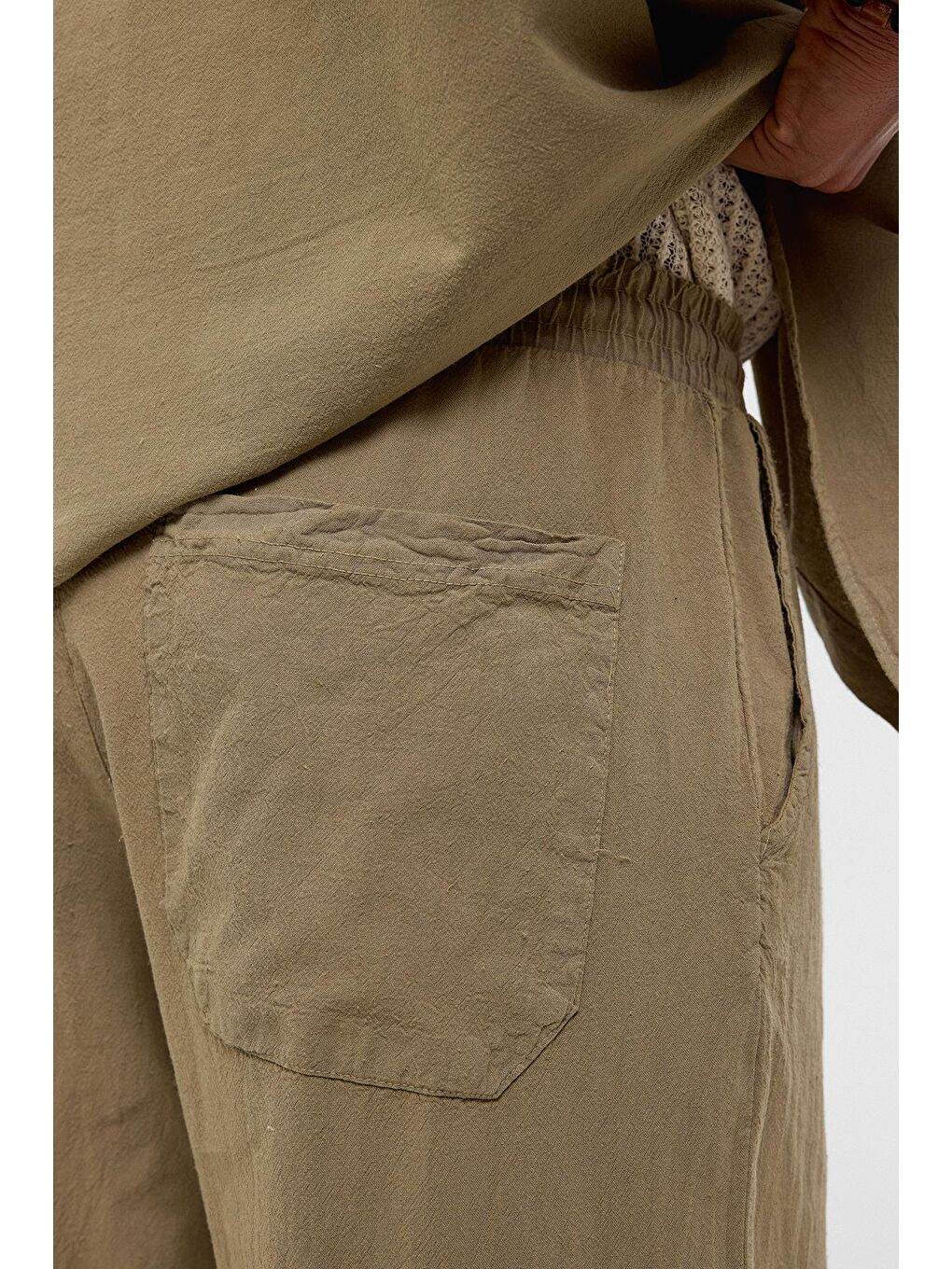 Basic Oversize Keten Takım Haki-5