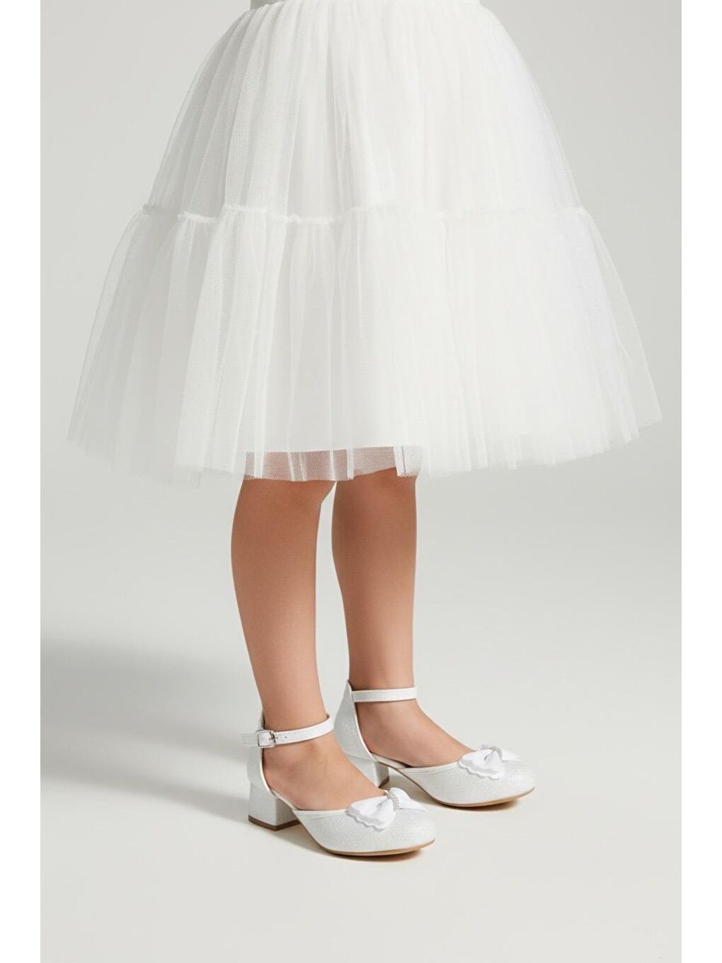 Gri Kız Çocuk Topuklu Abiye Ayakkabı