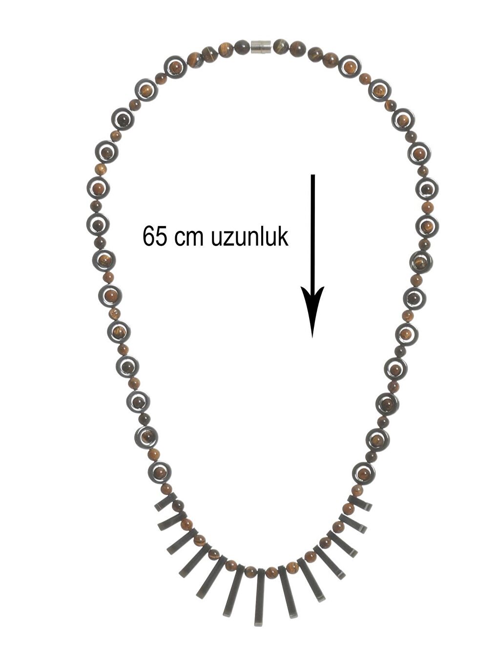 Kahverengi Erkek Doğaltaş El Yapımı Tasarım Kolye