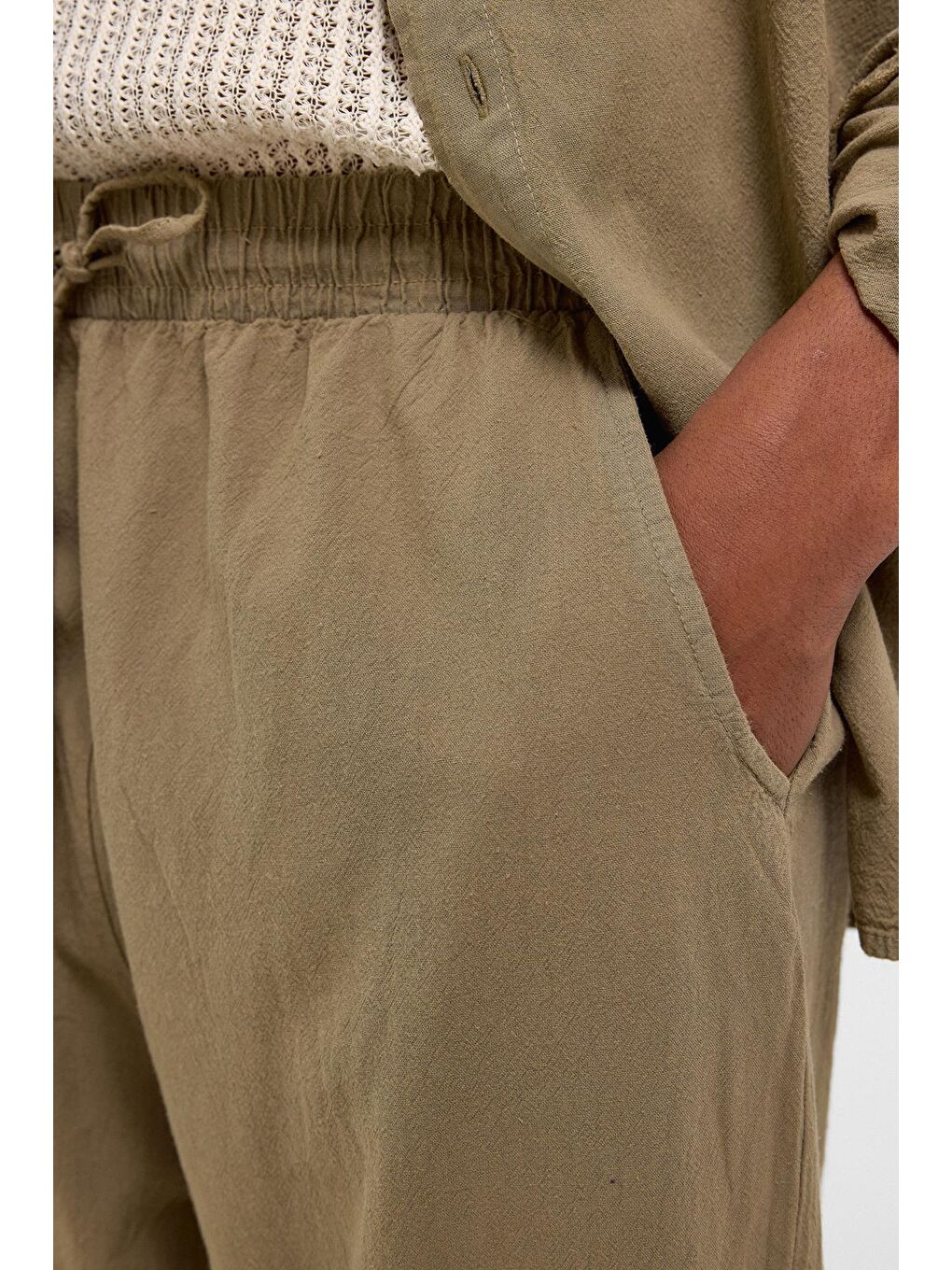 Basic Oversize Keten Takım Haki-7