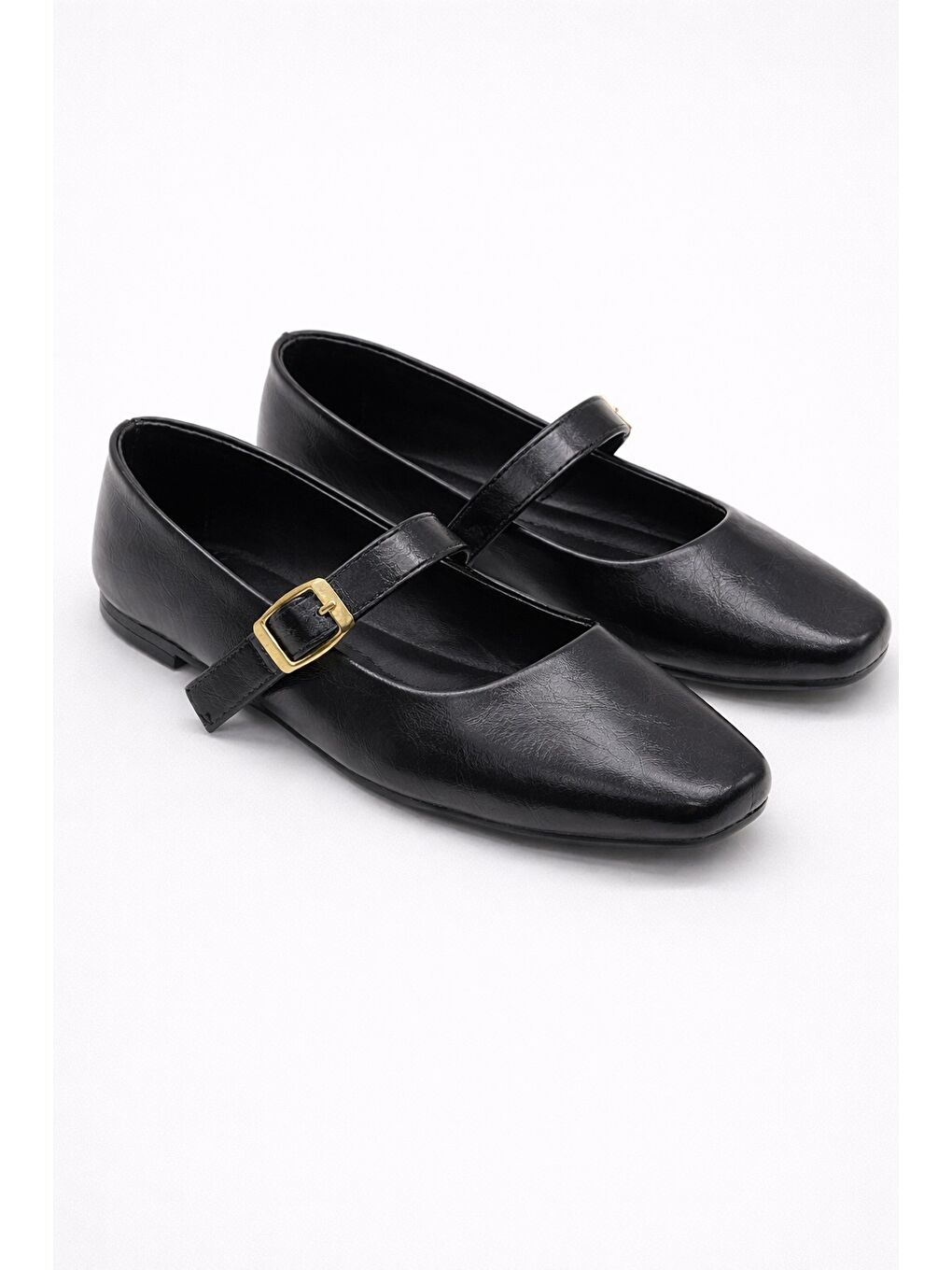 Siyah SH-950 Tokalı Babet Günlük Kadın Ayakkabı Mary Jane Ev Babeti