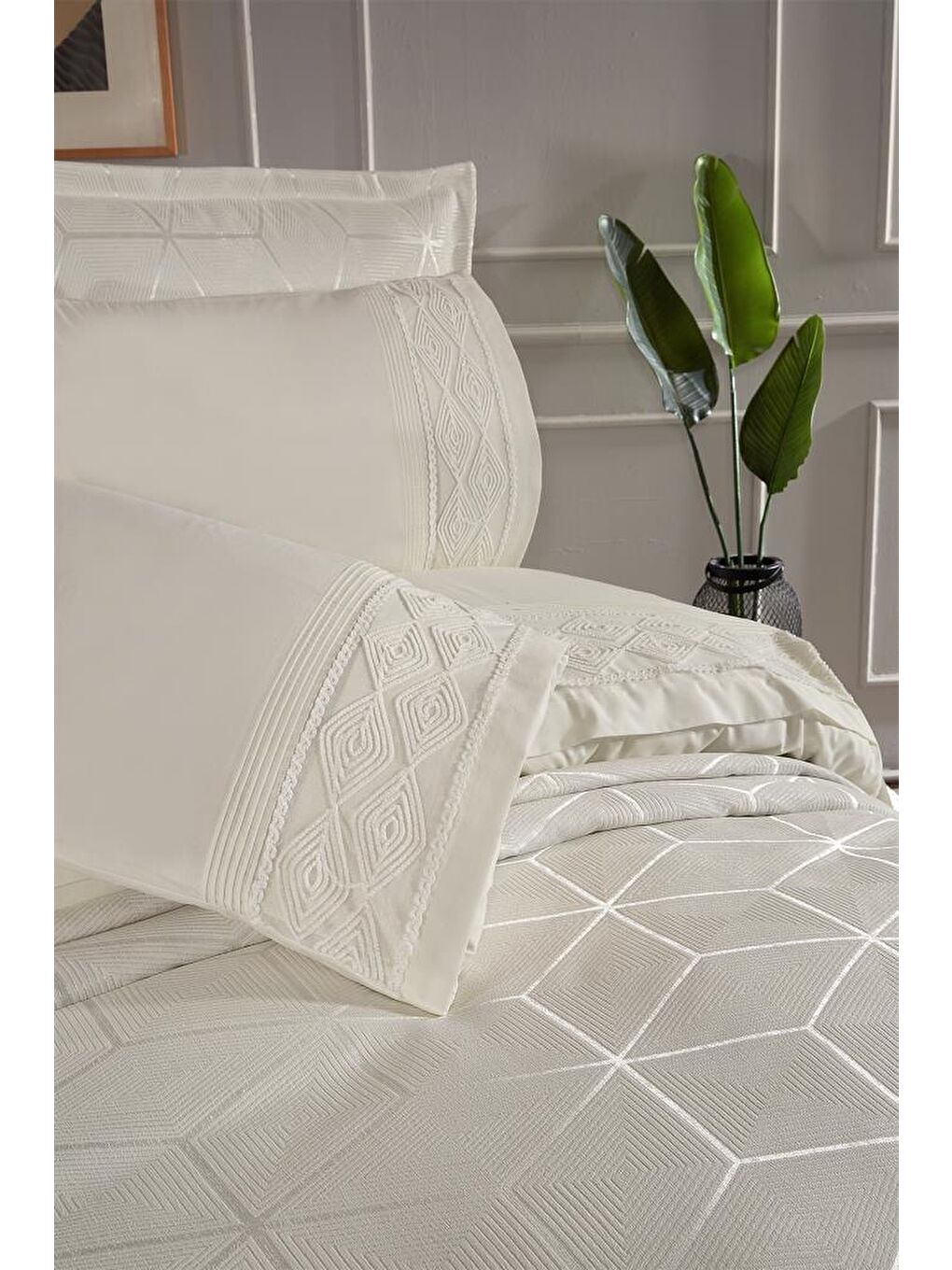 Ekru Verona 7 Parça Gelin Seti Krem-4