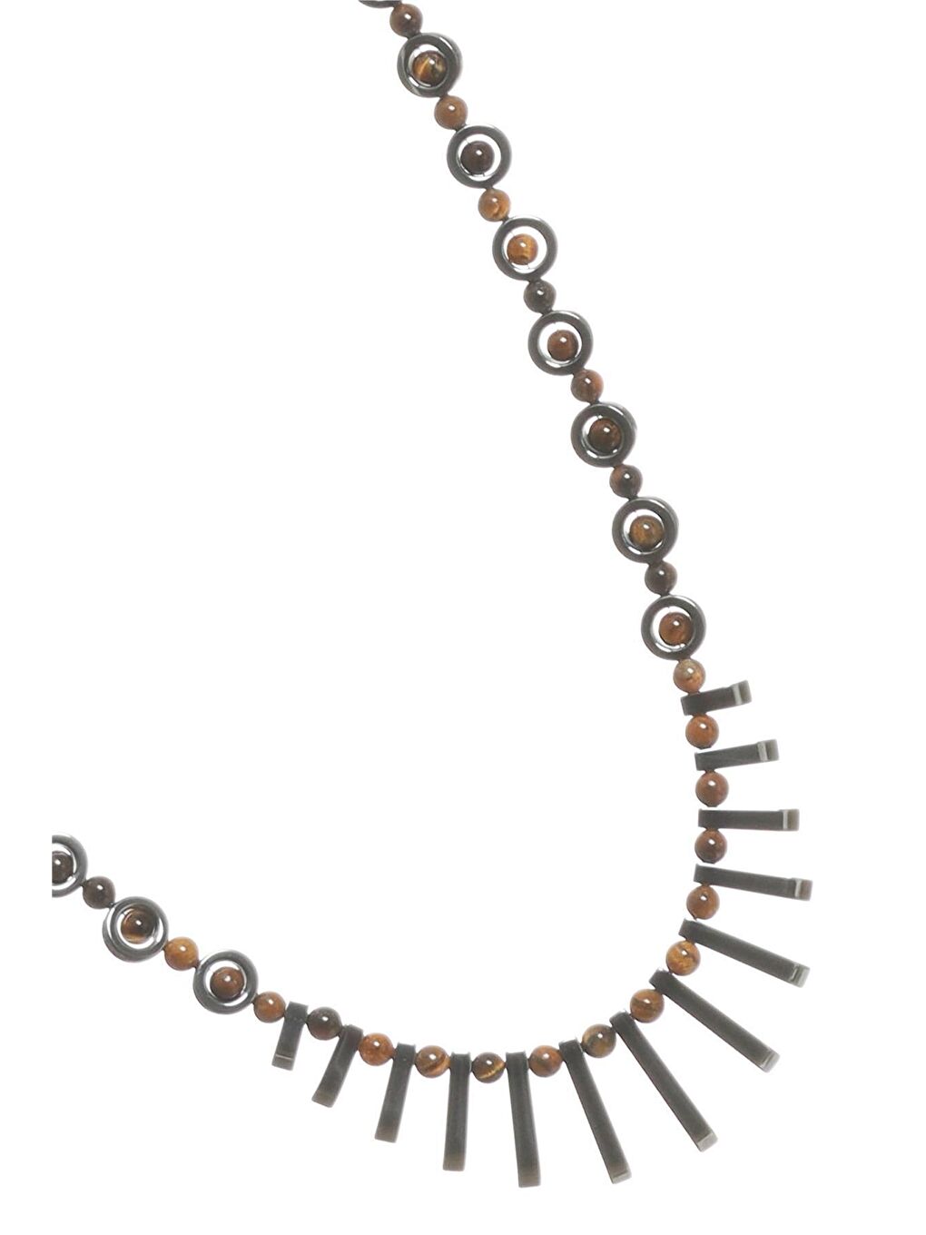 Kahverengi Erkek Doğaltaş El Yapımı Tasarım Kolye-1