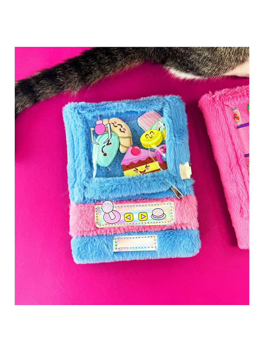 BAM HEDİYELİK EŞYA Otomat Tasarımlı Pelüş Kapaklı Kilitli Defter