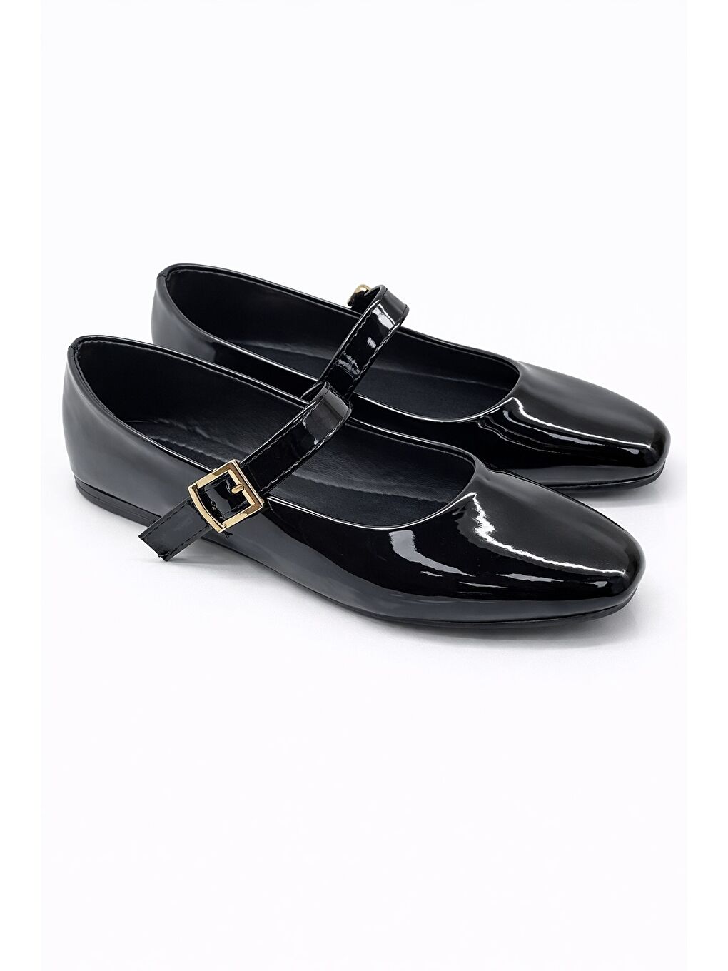 Siyah SH-950 Tokalı Babet Günlük Kadın Ayakkabı Mary Jane Ev Babeti