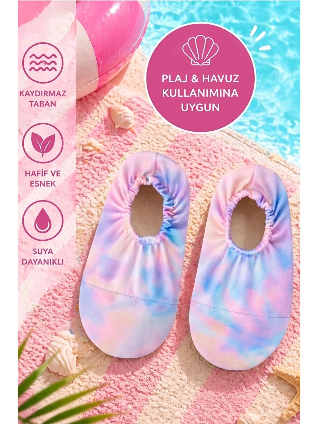 Mavi Tie - Dye Renkli Kaymaz Taban Bebek - Çocuk Deniz Ayakkabısı-1