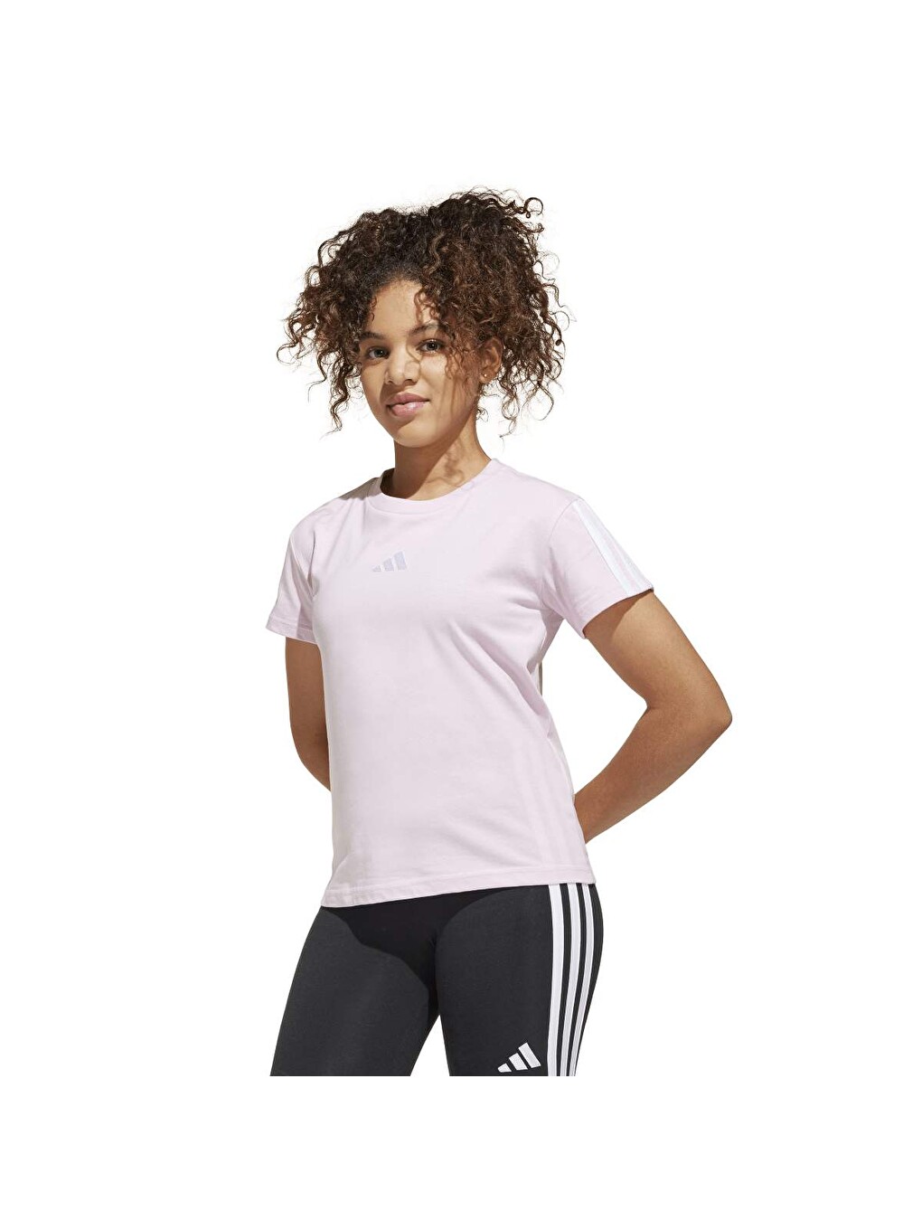 3 Stripes Çocuk Pembe Yuvarlak Yaka Tişört