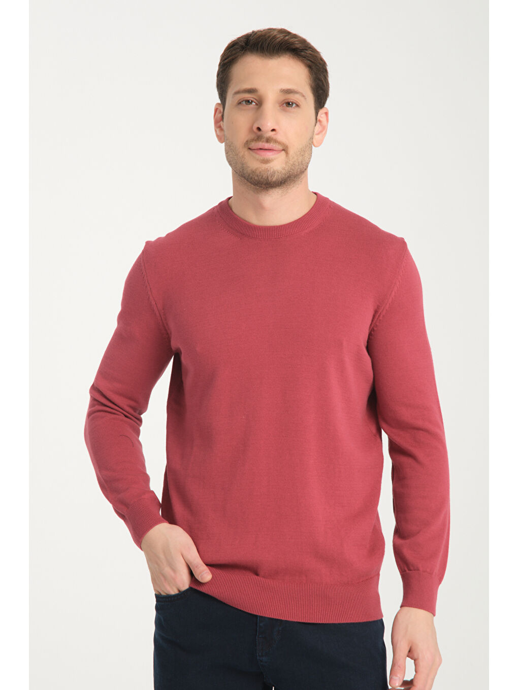 Pembe Bisiklet Yaka Erkek Kazak 1001