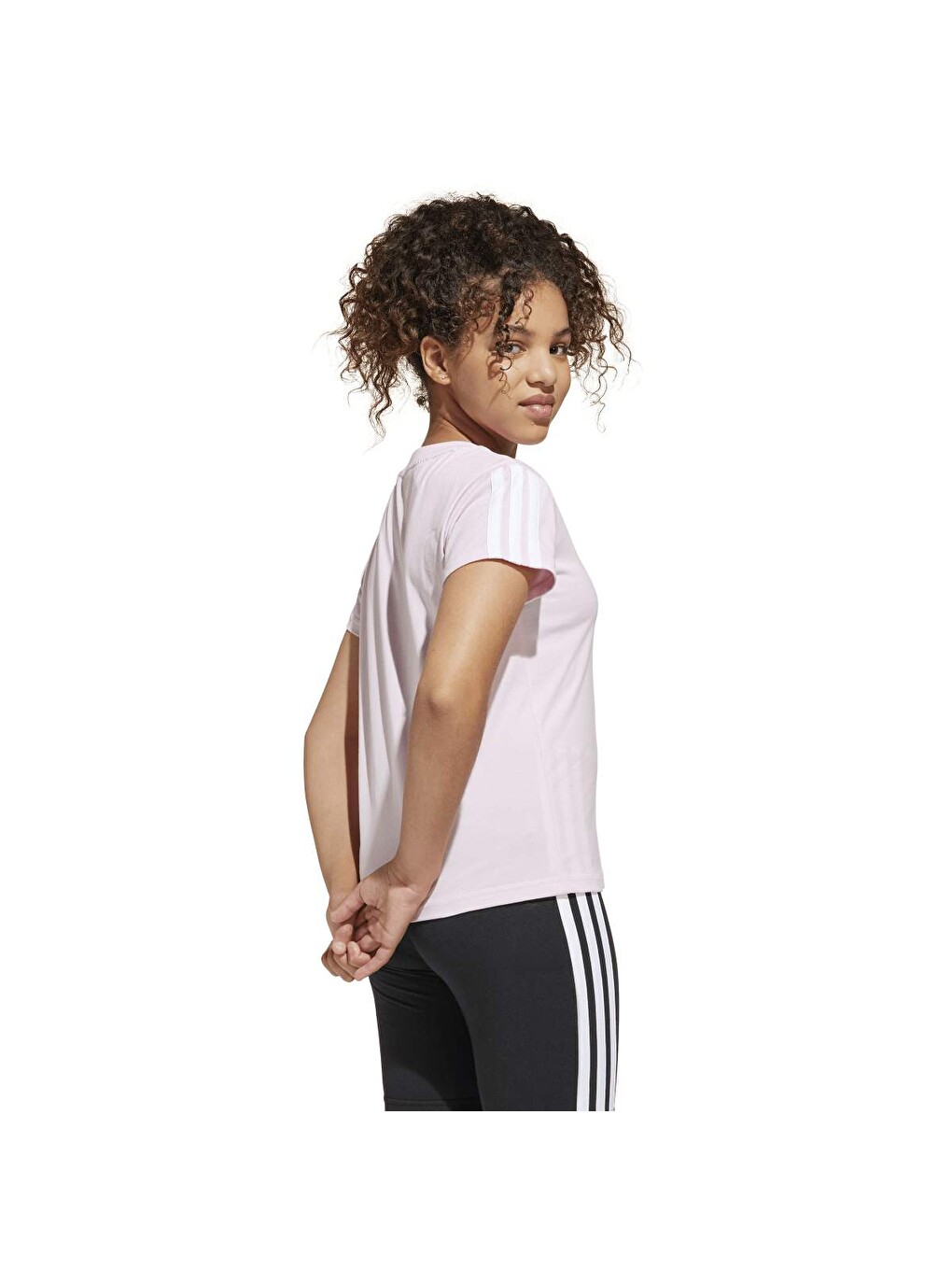3 Stripes Çocuk Pembe Yuvarlak Yaka Tişört-1