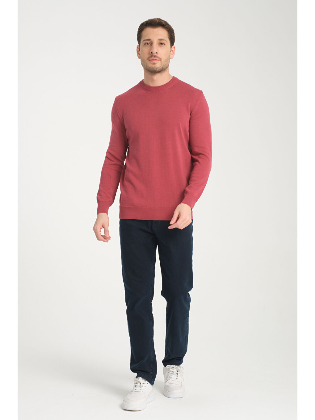 Pembe Bisiklet Yaka Erkek Kazak 1001-1