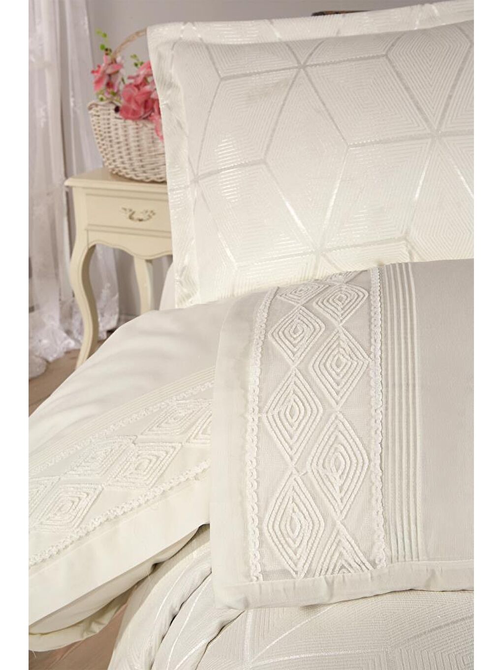 Ekru Verona 7 Parça Gelin Seti Krem-7