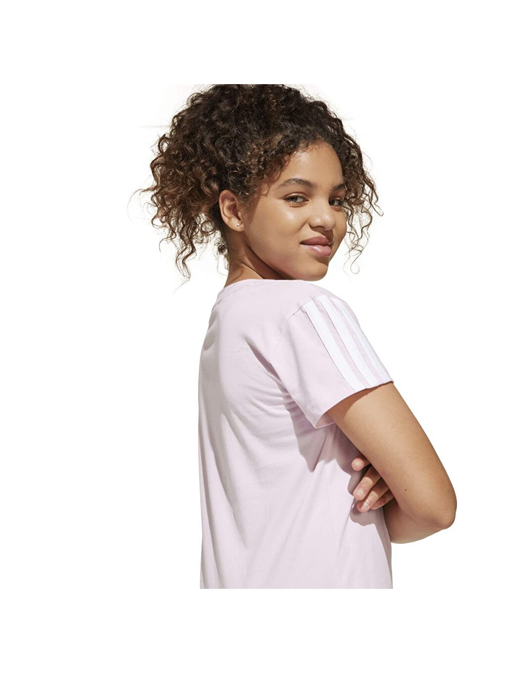 3 Stripes Çocuk Pembe Yuvarlak Yaka Tişört-2