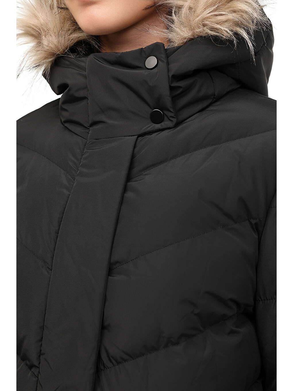 WL 3DIANA 5PR Siyah Kadın Uzun Kaban-3