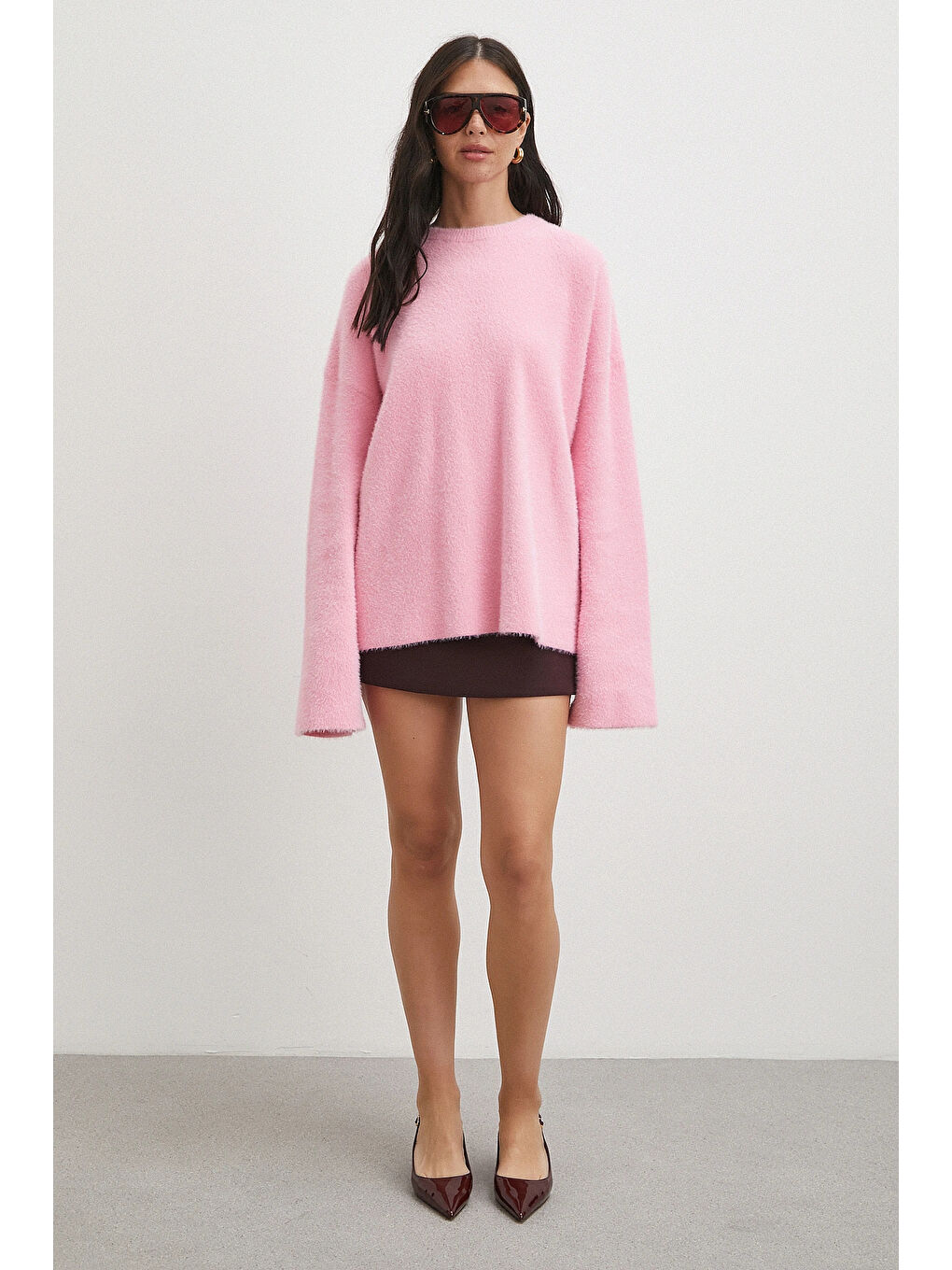 Bisiklet Yaka T Kol Kazak Pembe-1