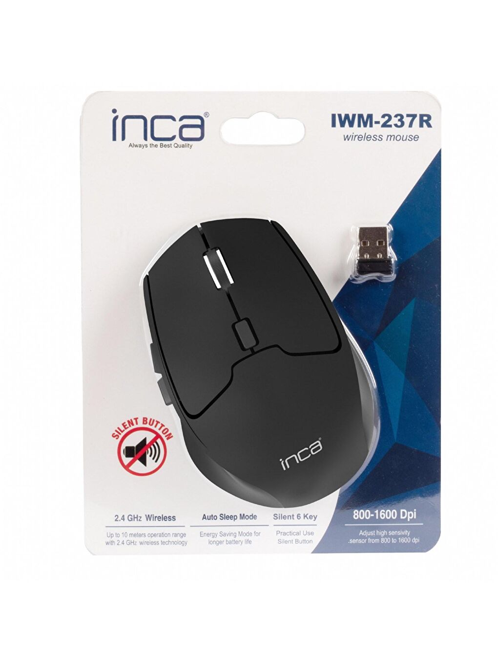 Inca Siyah IWM-237R 600-1600DPI 4 Level Silent Wireless Mouse - 4