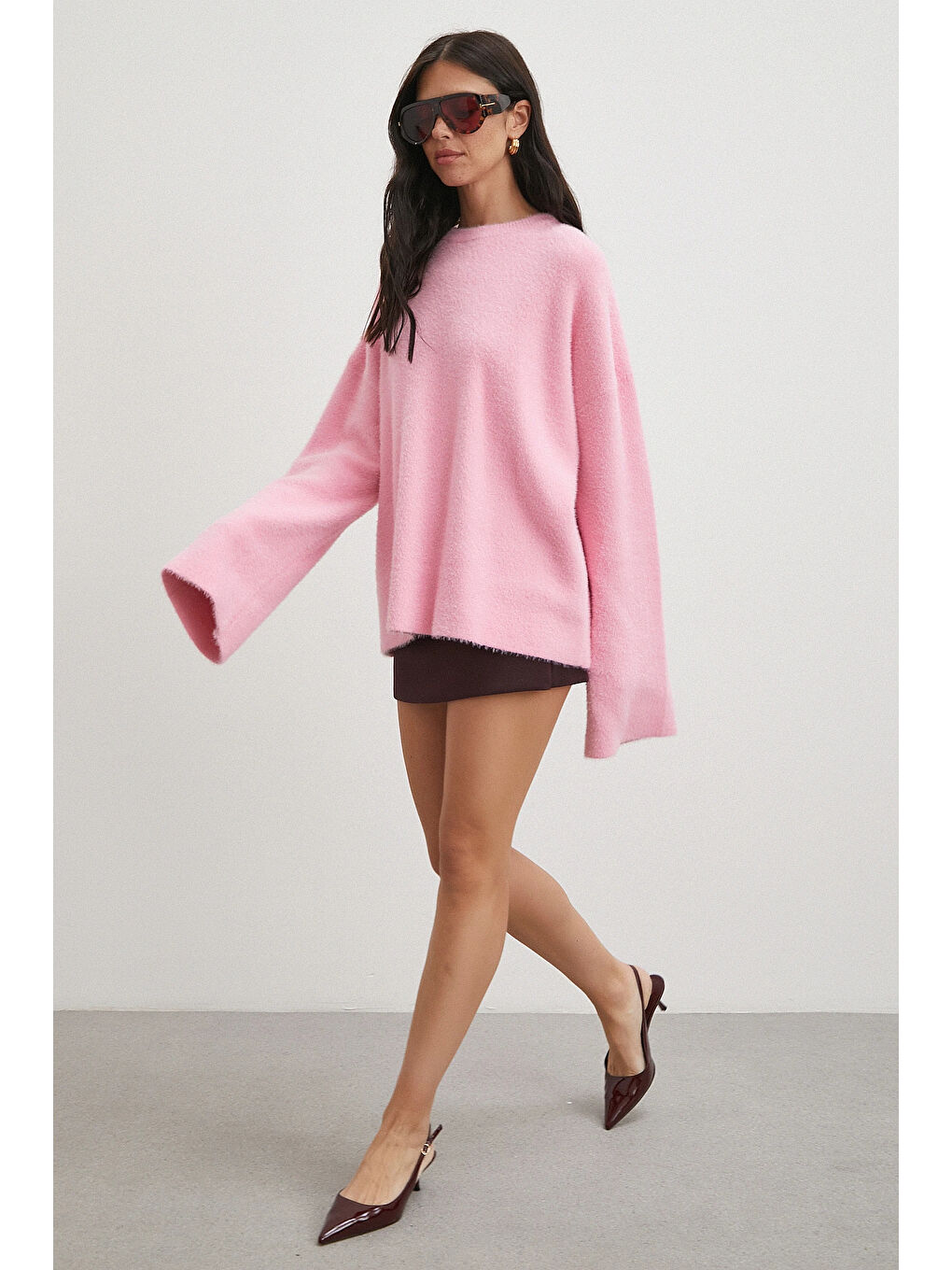 Bisiklet Yaka T Kol Kazak Pembe-2