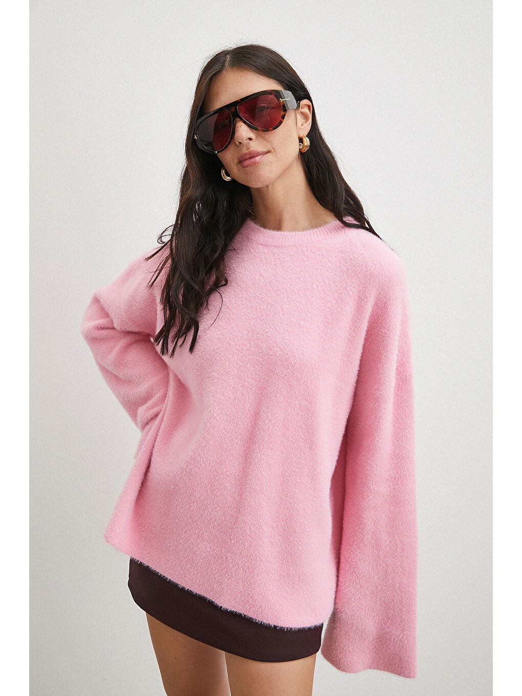 Bisiklet Yaka T Kol Kazak Pembe-3