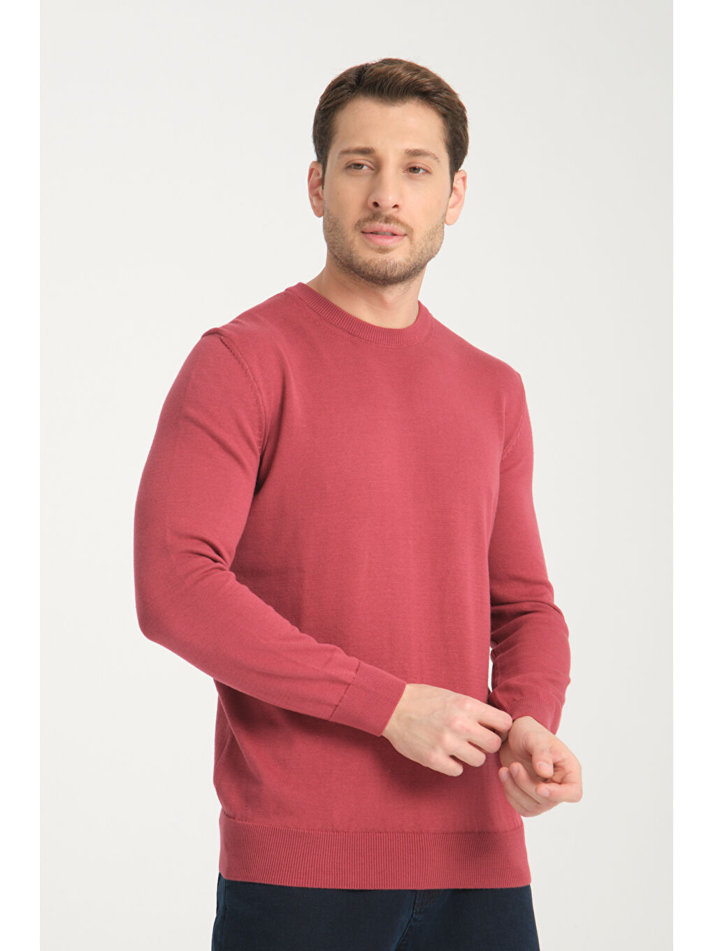 Pembe Bisiklet Yaka Erkek Kazak 1001-4