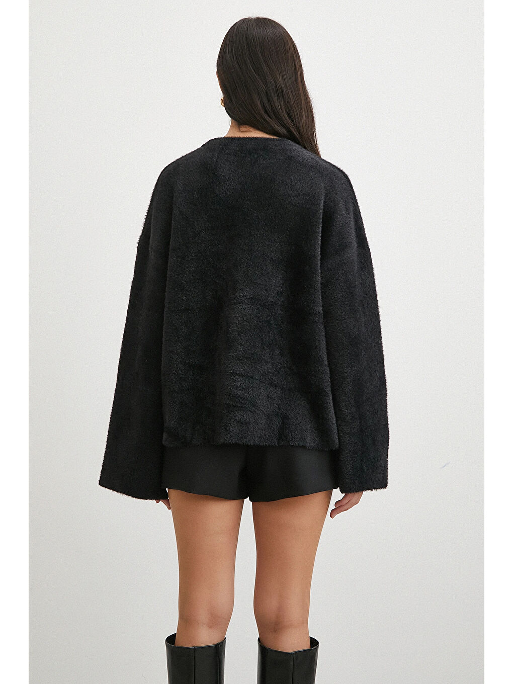 Bisiklet Yaka T Kol Kazak Siyah-5