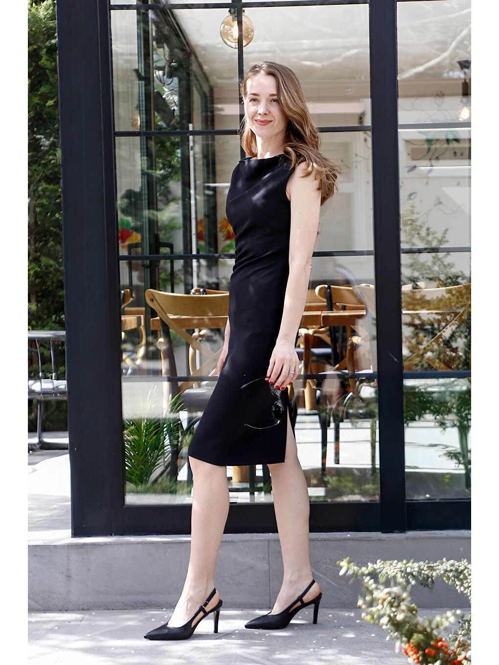 Siyah Kadın SİYAH İnce Topuklu Arkası Açık Ayakkabı-2