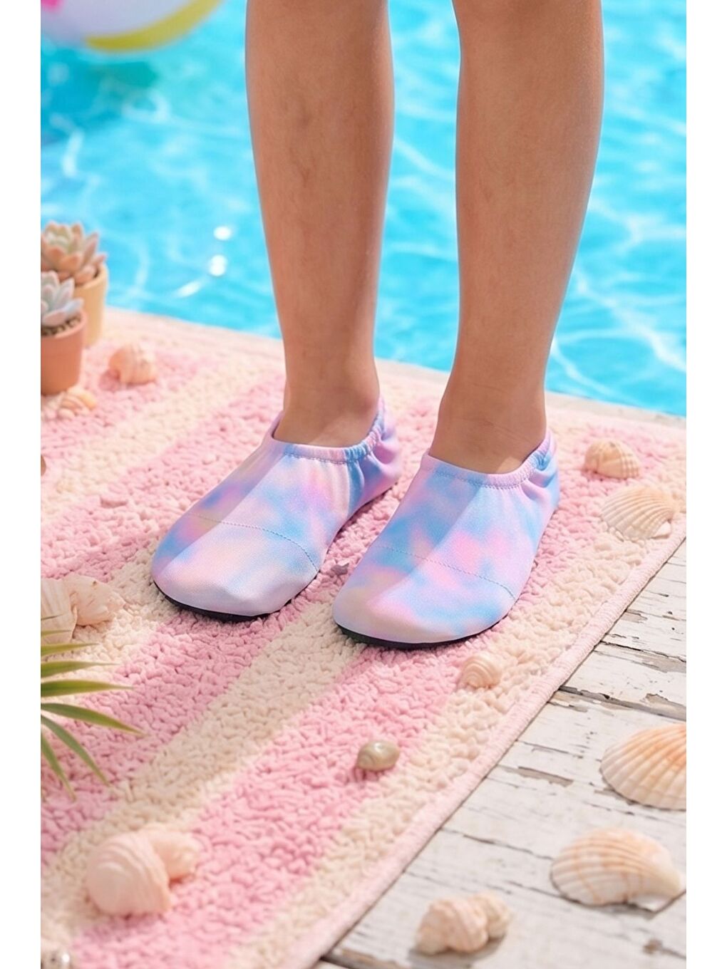 Mavi Tie - Dye Renkli Kaymaz Taban Bebek - Çocuk Deniz Ayakkabısı-4