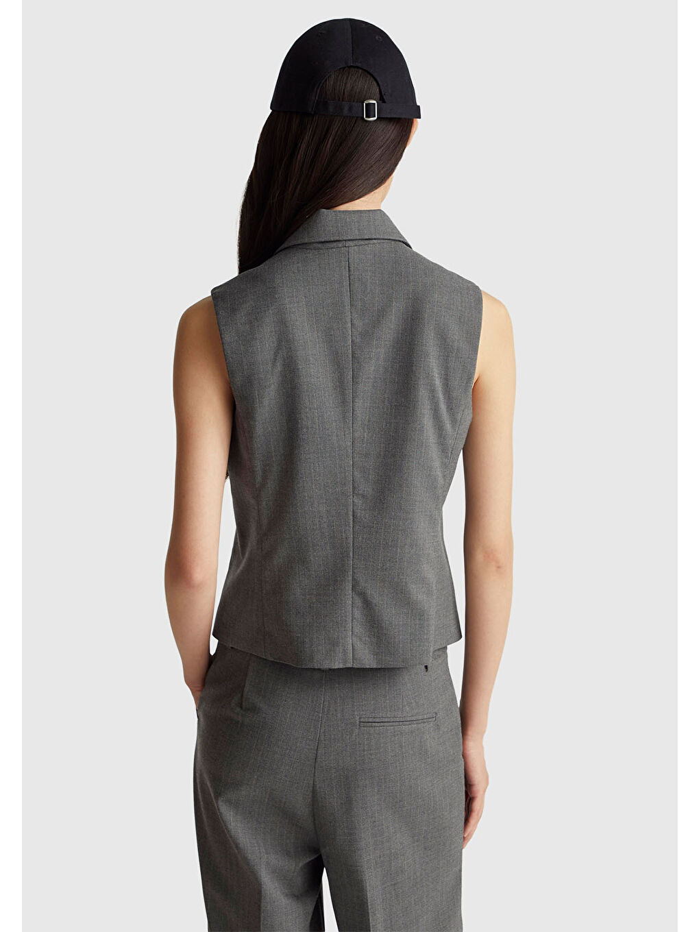 Kadın Haki Desenli Viskoz Karışımlı Düğmeli Kruvaze Yelek-2