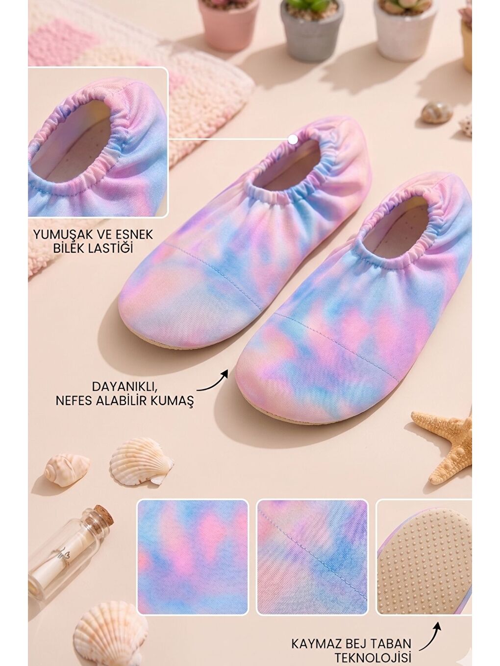 Mavi Tie - Dye Renkli Kaymaz Taban Bebek - Çocuk Deniz Ayakkabısı-6