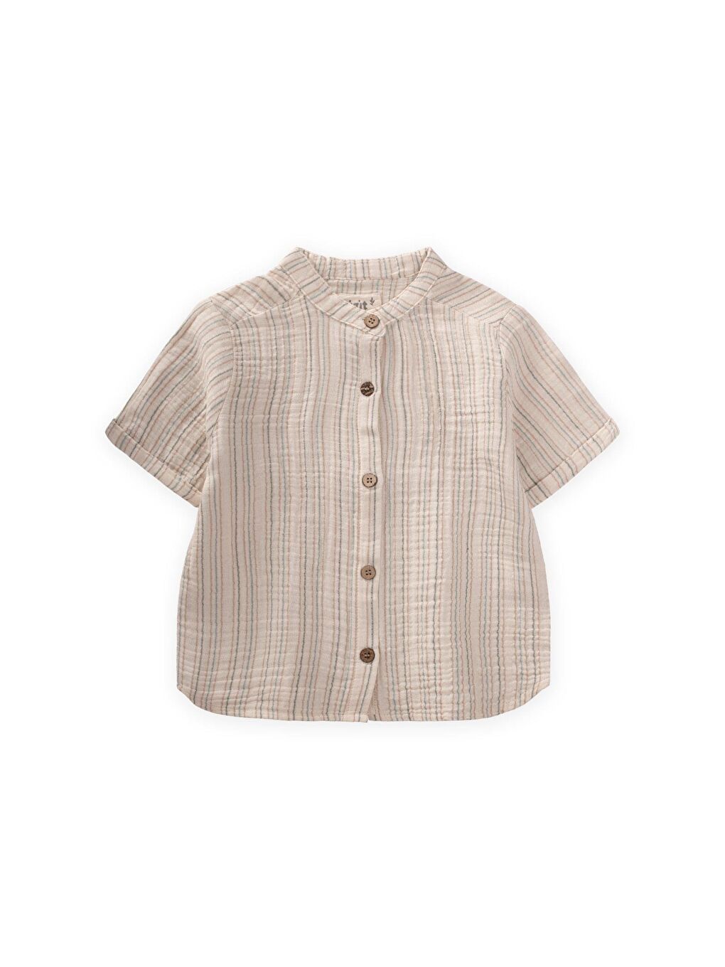 Haki Erkek Çocuk Çizgili Müslin Gömlek