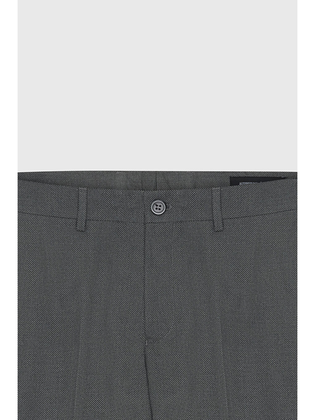 Erkek Siyah Slim Fit Kuş Gözü Desenli Esnek Beli Lastikli Bağlamalı Pantolon-8