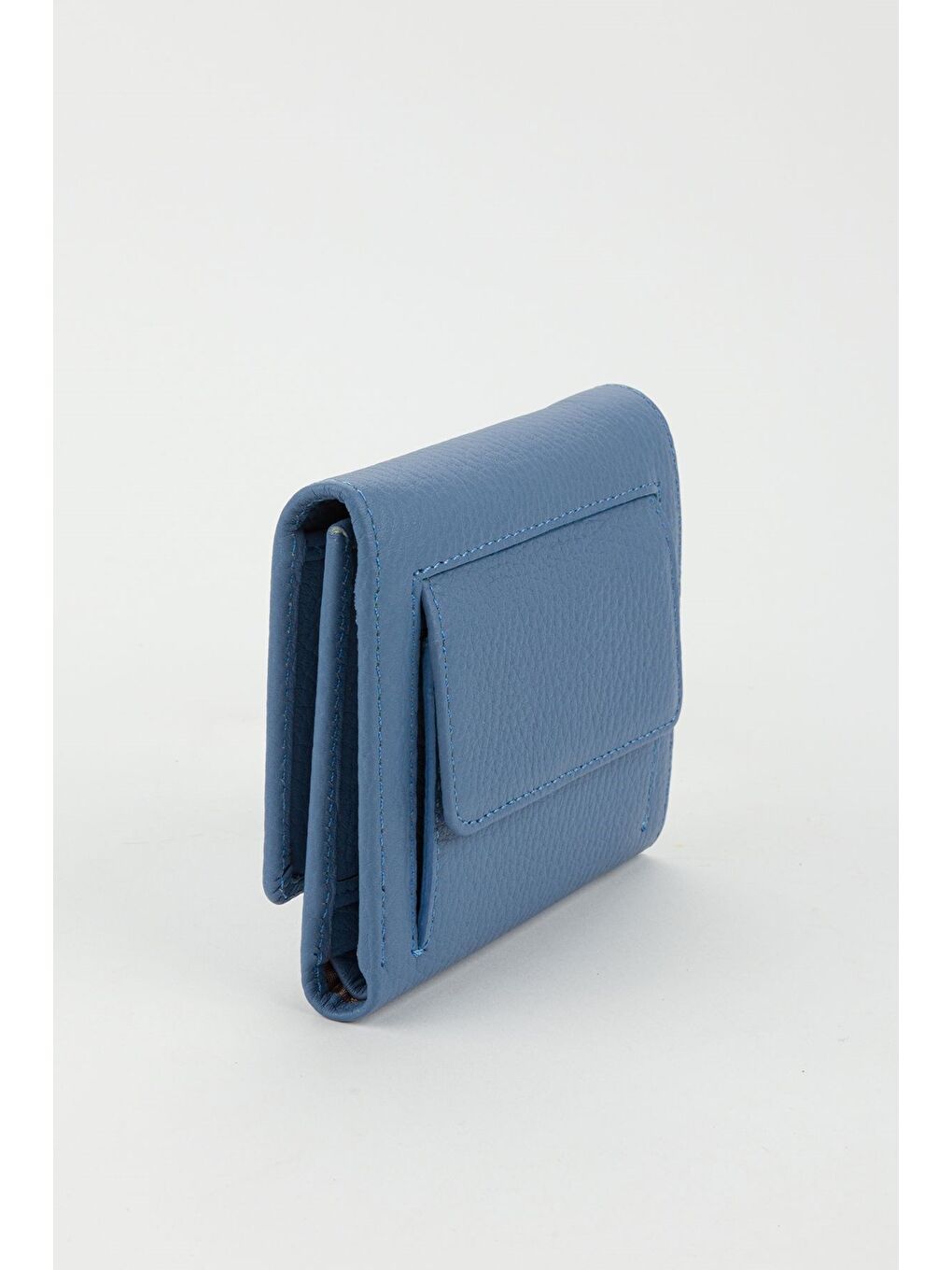 Kutulu Hakiki Deri Buz Mavi Kadın El Portföyü Kartlık Cüzdan-1