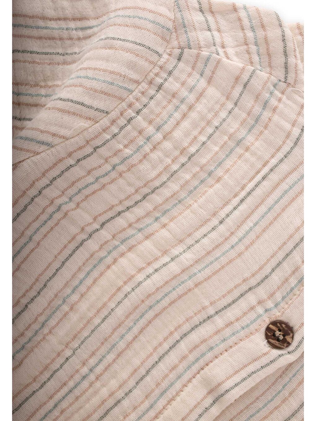 Haki Erkek Çocuk Çizgili Müslin Gömlek-2