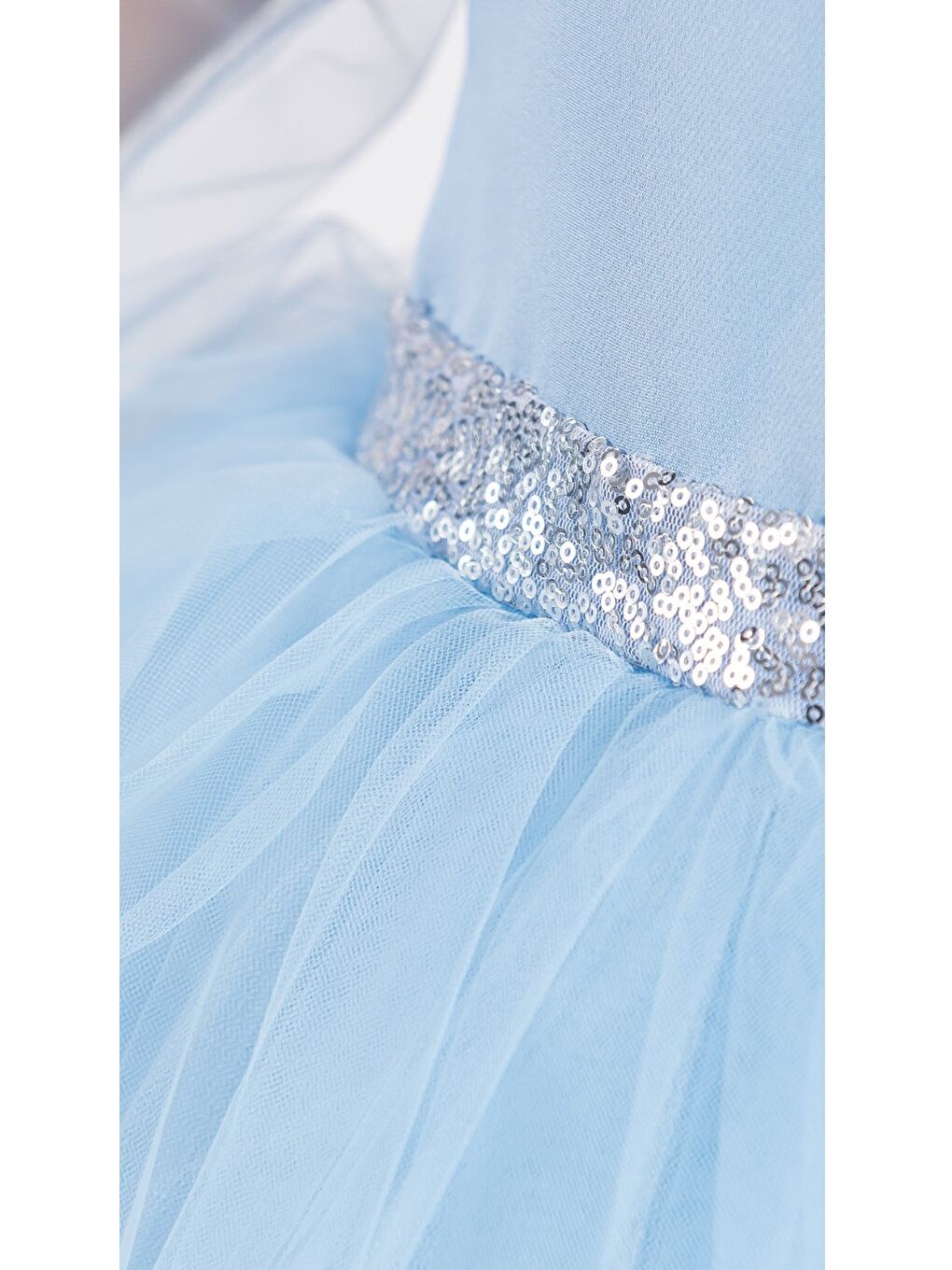 Mavi Kanatlı Kız Çocuk Şifon Kol Abiye MNK0534-4