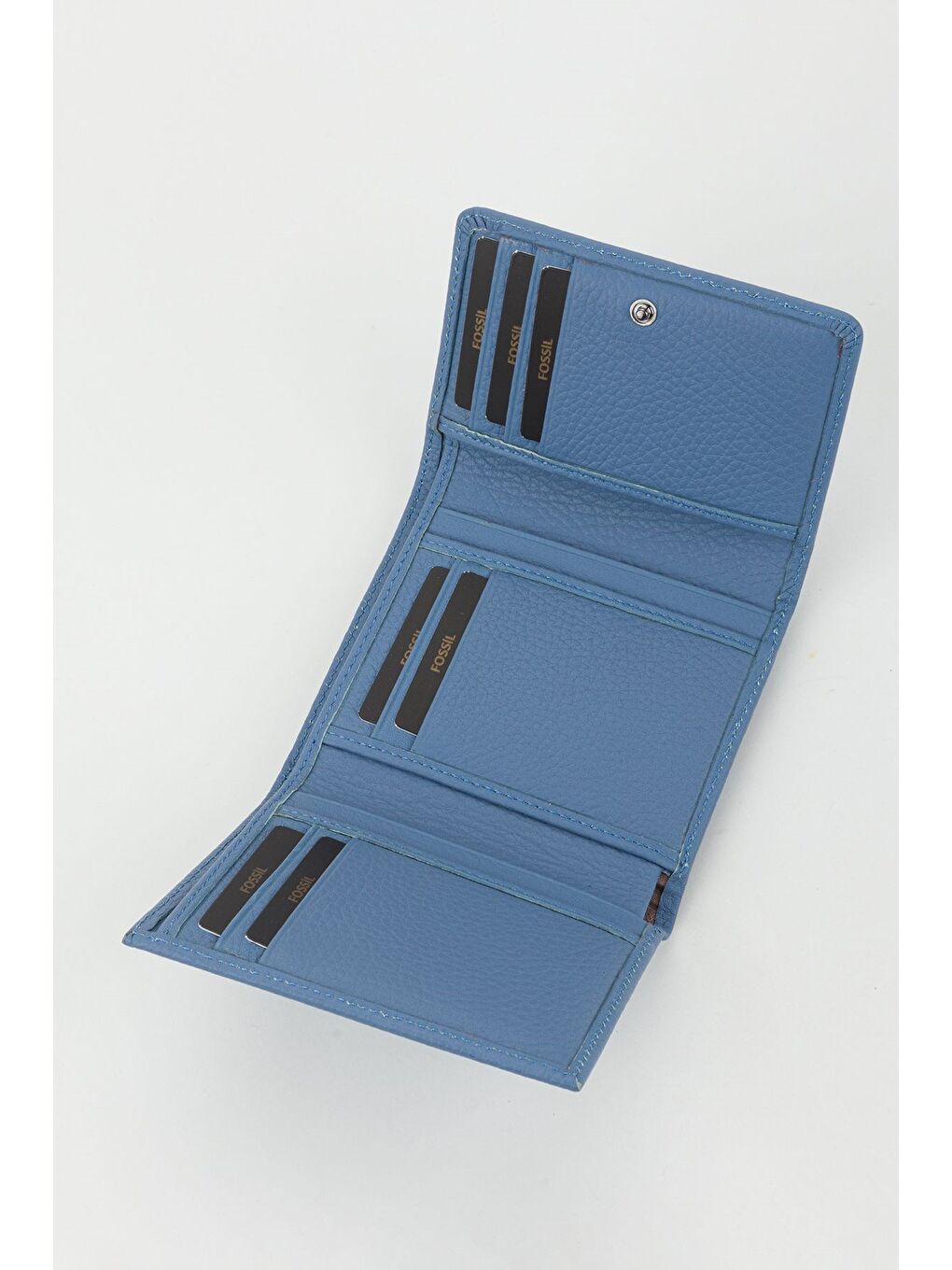 Kutulu Hakiki Deri Buz Mavi Kadın El Portföyü Kartlık Cüzdan-2