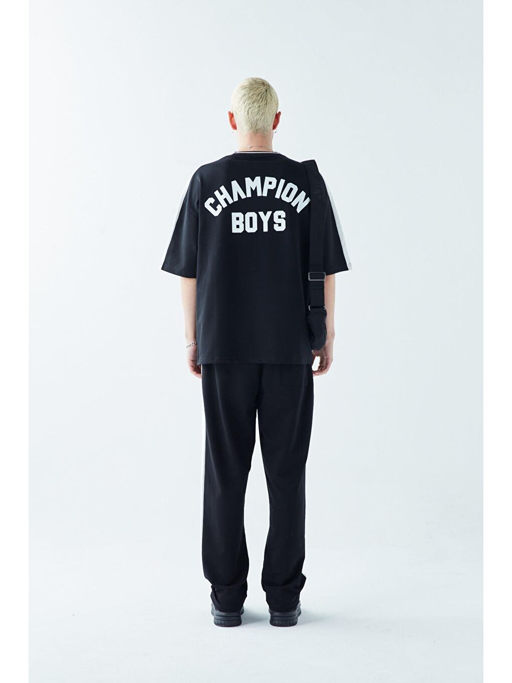 Champıon Boys Baskılı Oversize Eşofman Takım Siyah-3
